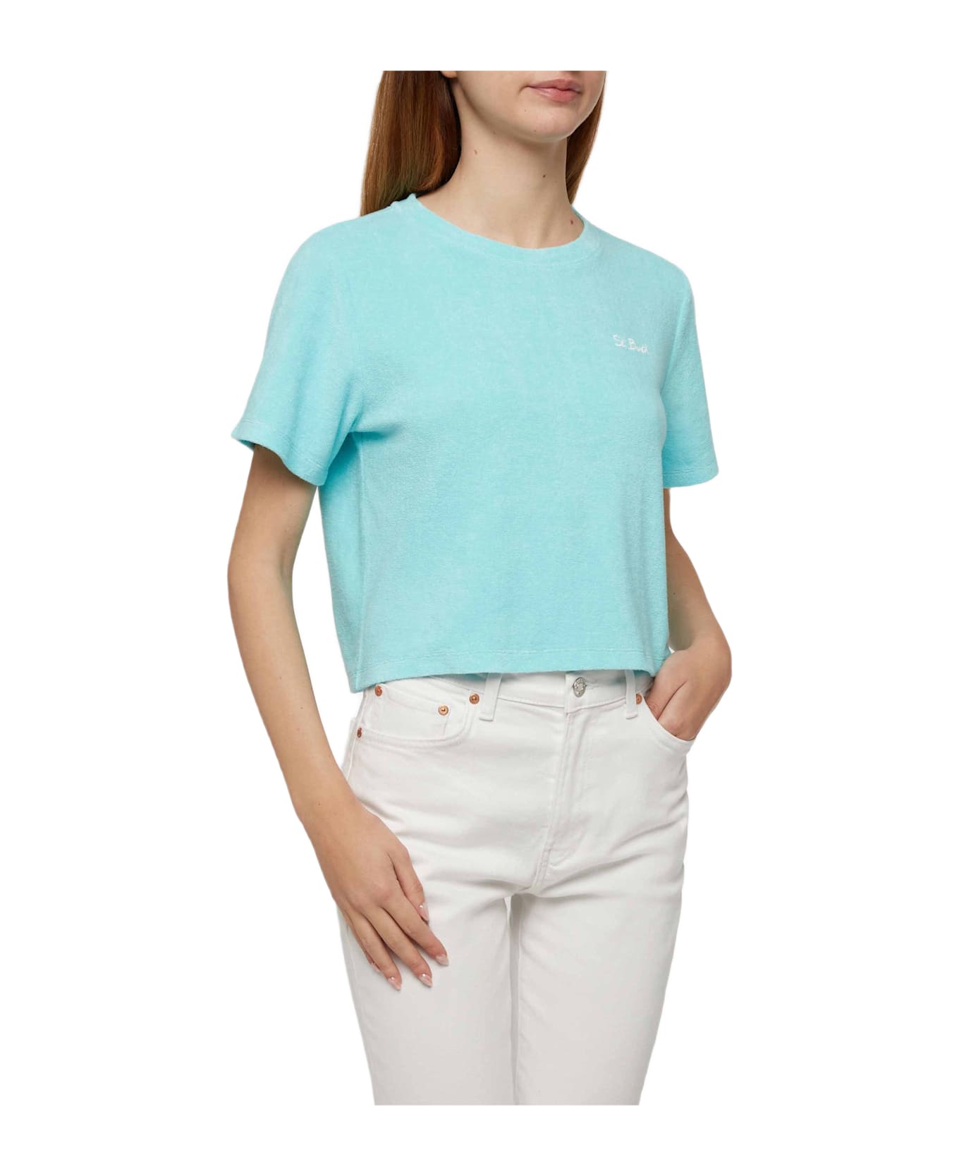 MC2 Saint Barth Water Green Terry Cotton T-shirt Aleja - GREEN