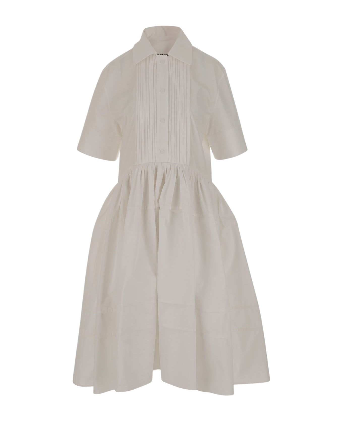 Jil Sander Short-sleeved Midi Dress - White