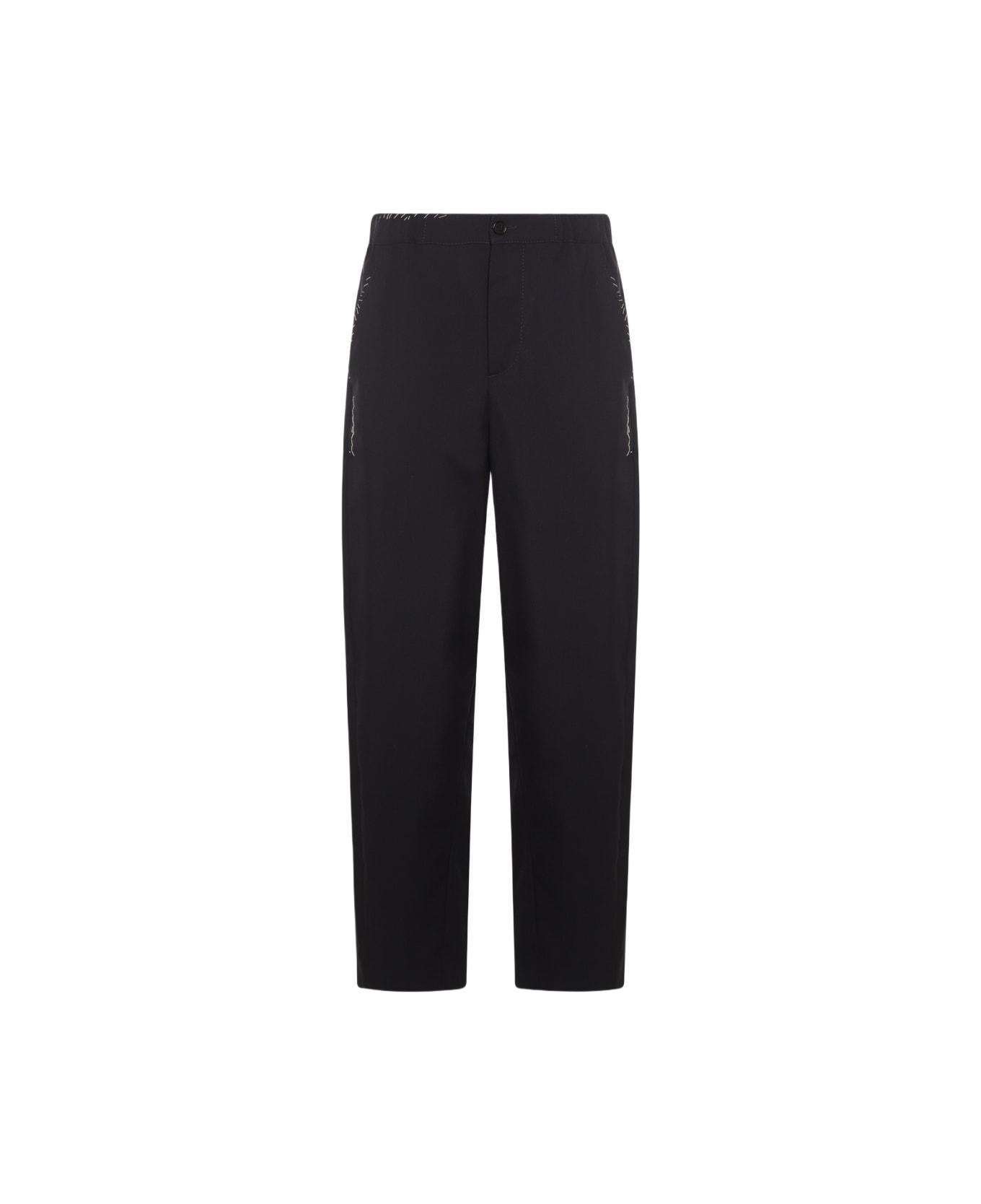 Marni Black Cotton Pants - BLUBLACK