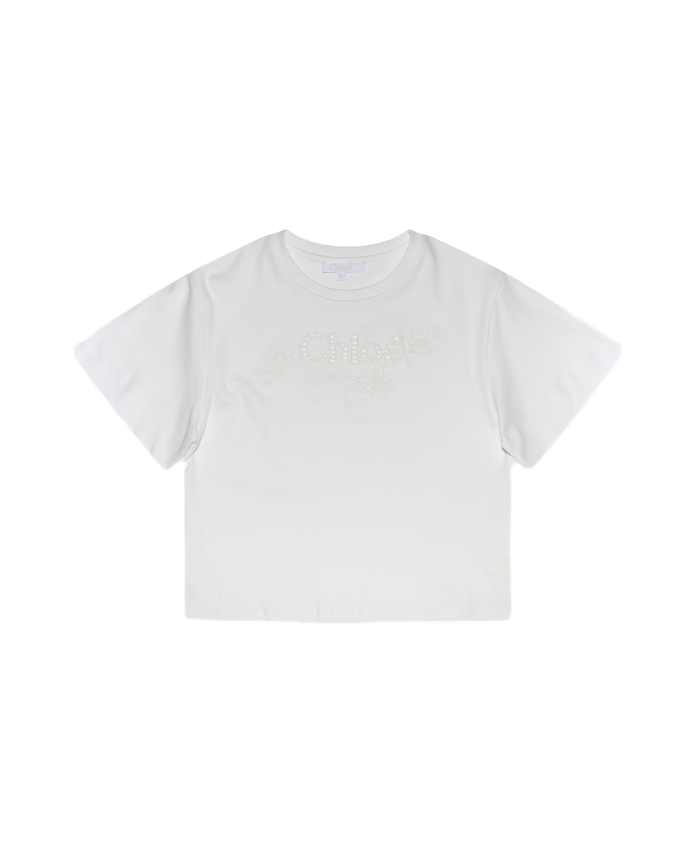 Chloé White Cotton T-shirt - Beige