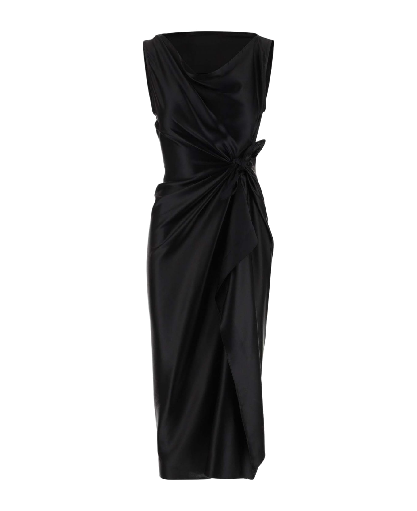 Stephan Janson Draped Silk Dress - Black
