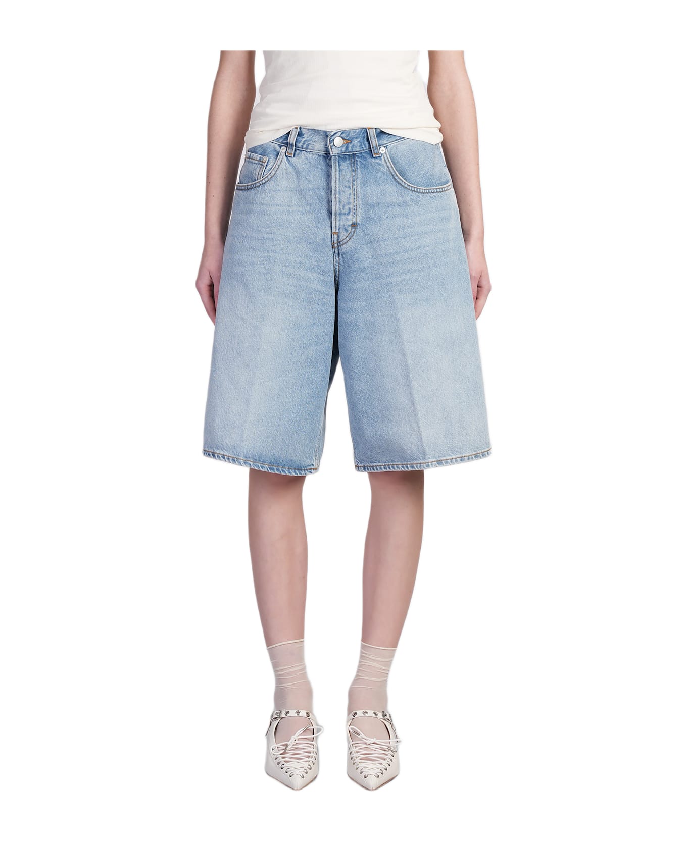 Haikure Becky Shorts In Blue Denim - blue