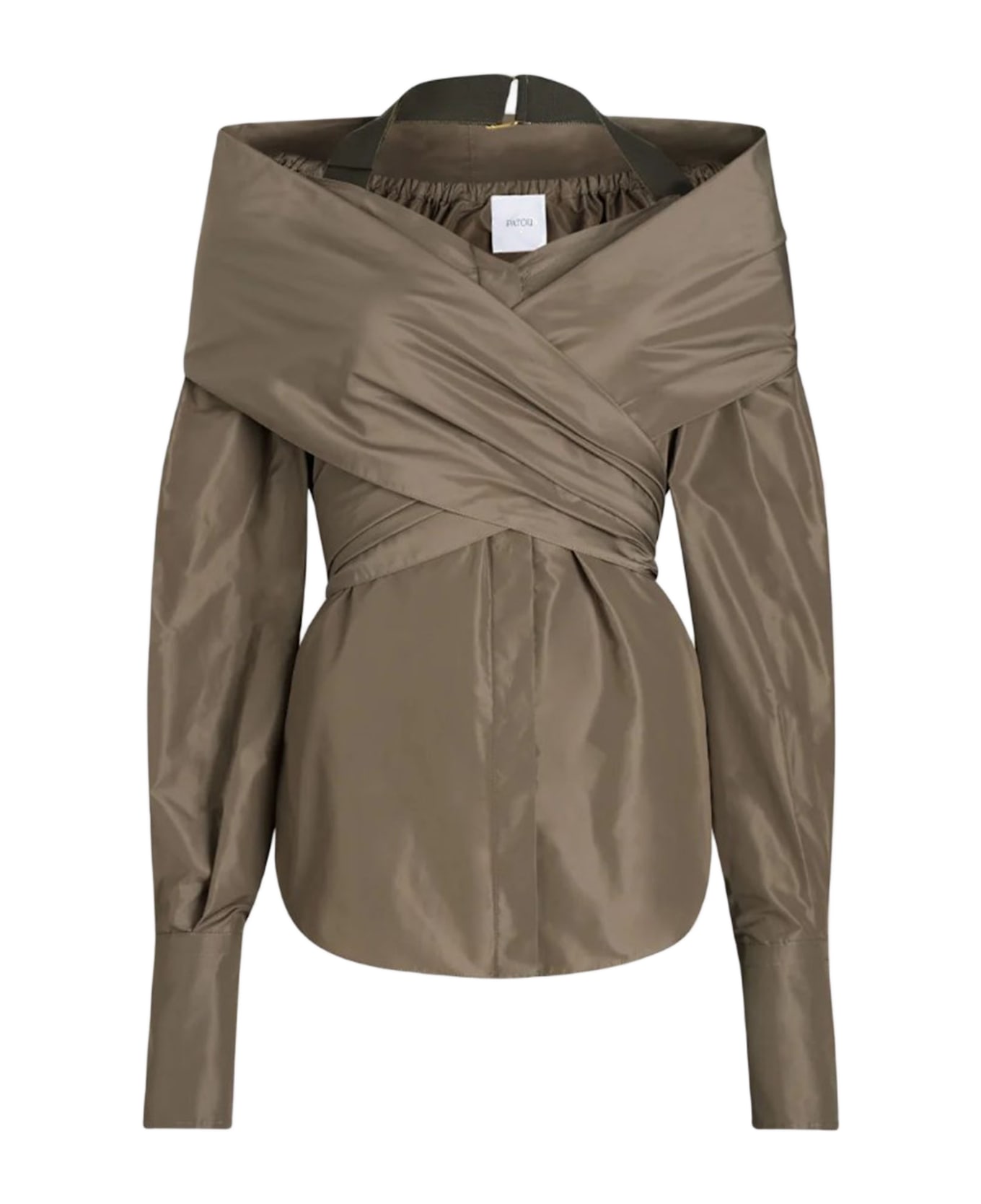 Patou Recycled Nylon Crossover Blouse - Brown