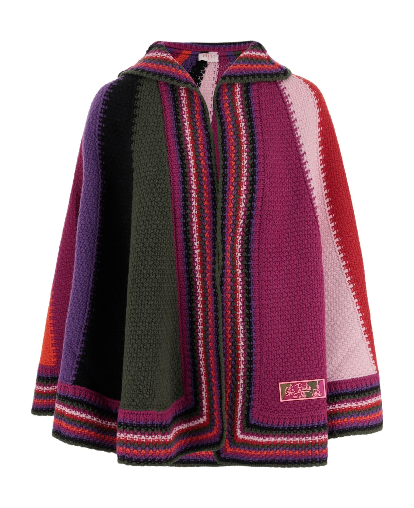 Pucci Color-block Wool Cape - Red