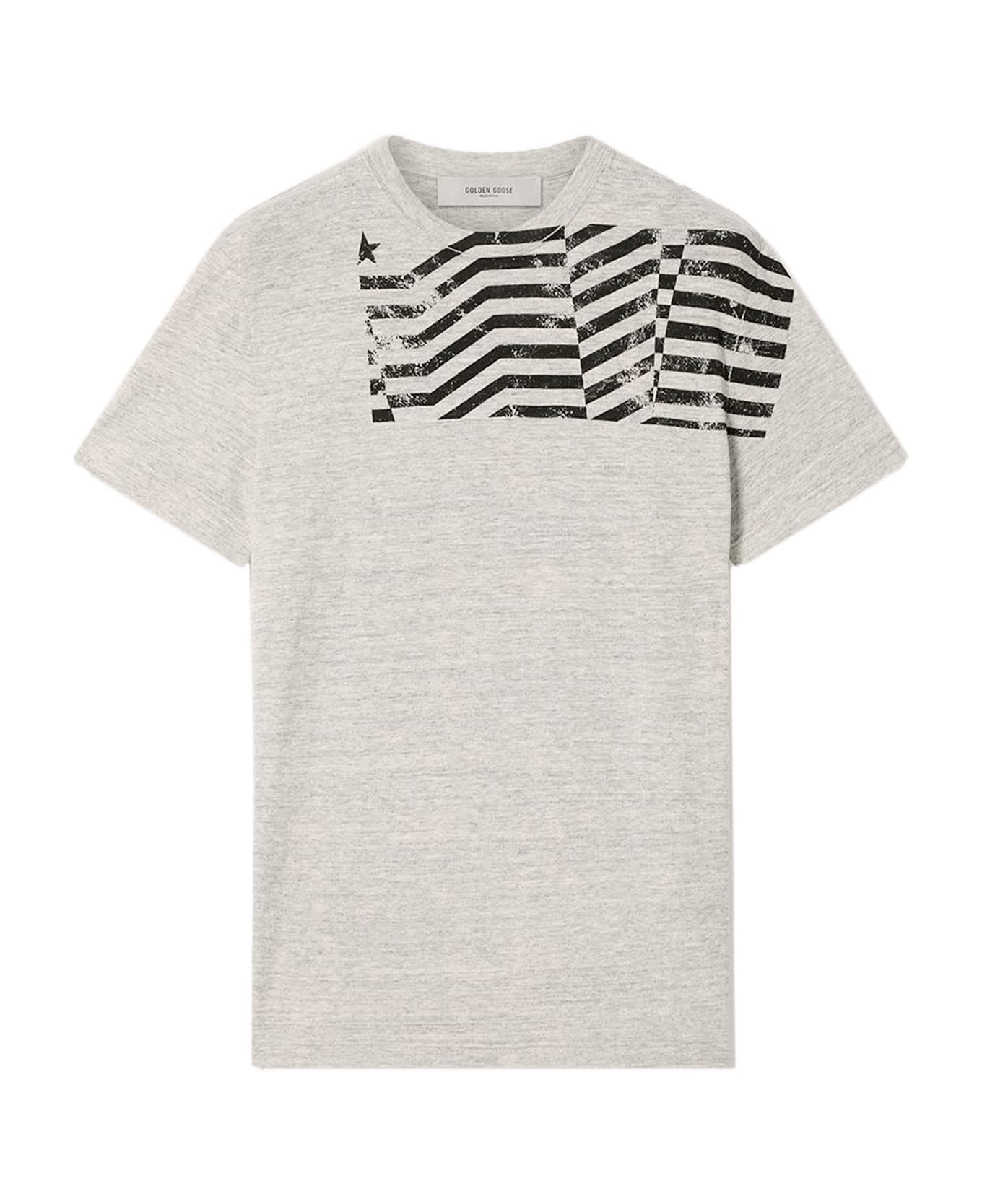 Golden Goose T-shirt Flag Print - Grey