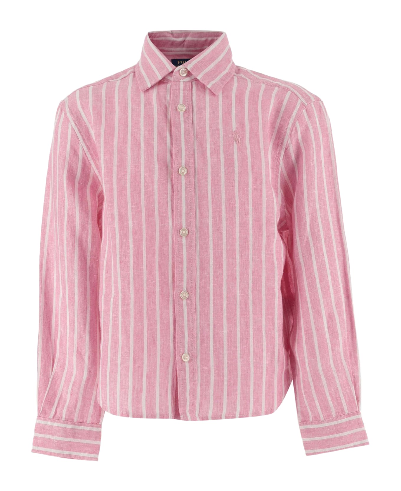 Ralph Lauren Linen Striped Shirt With Logo - PINK シャツ