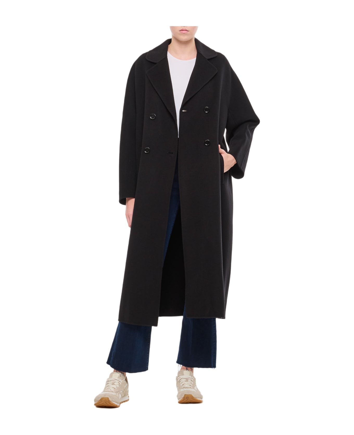 'S Max Mara Capi Double Breasted Oversize Coat - Black