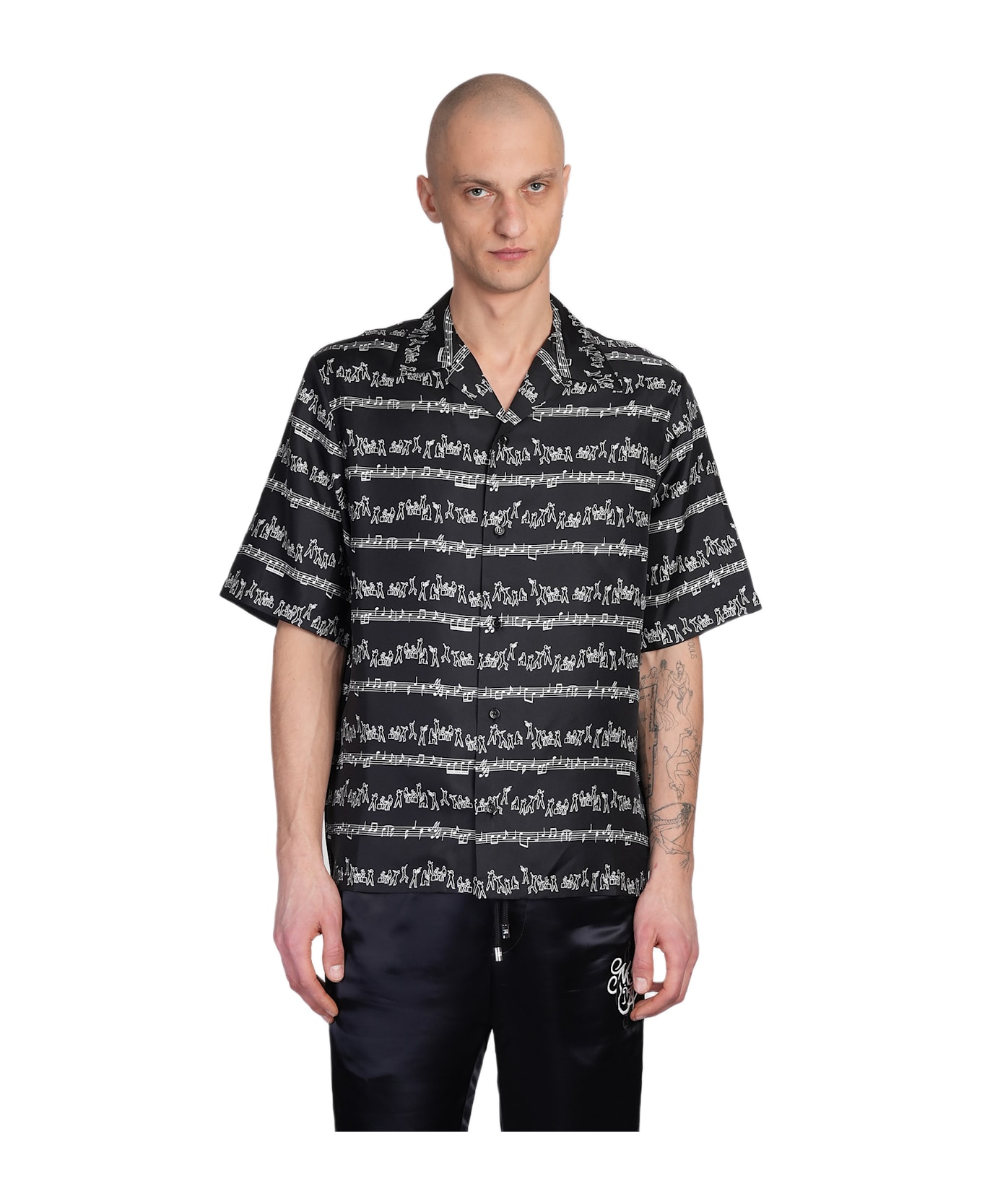 Shirt In Black Silk - Thumbnail 2