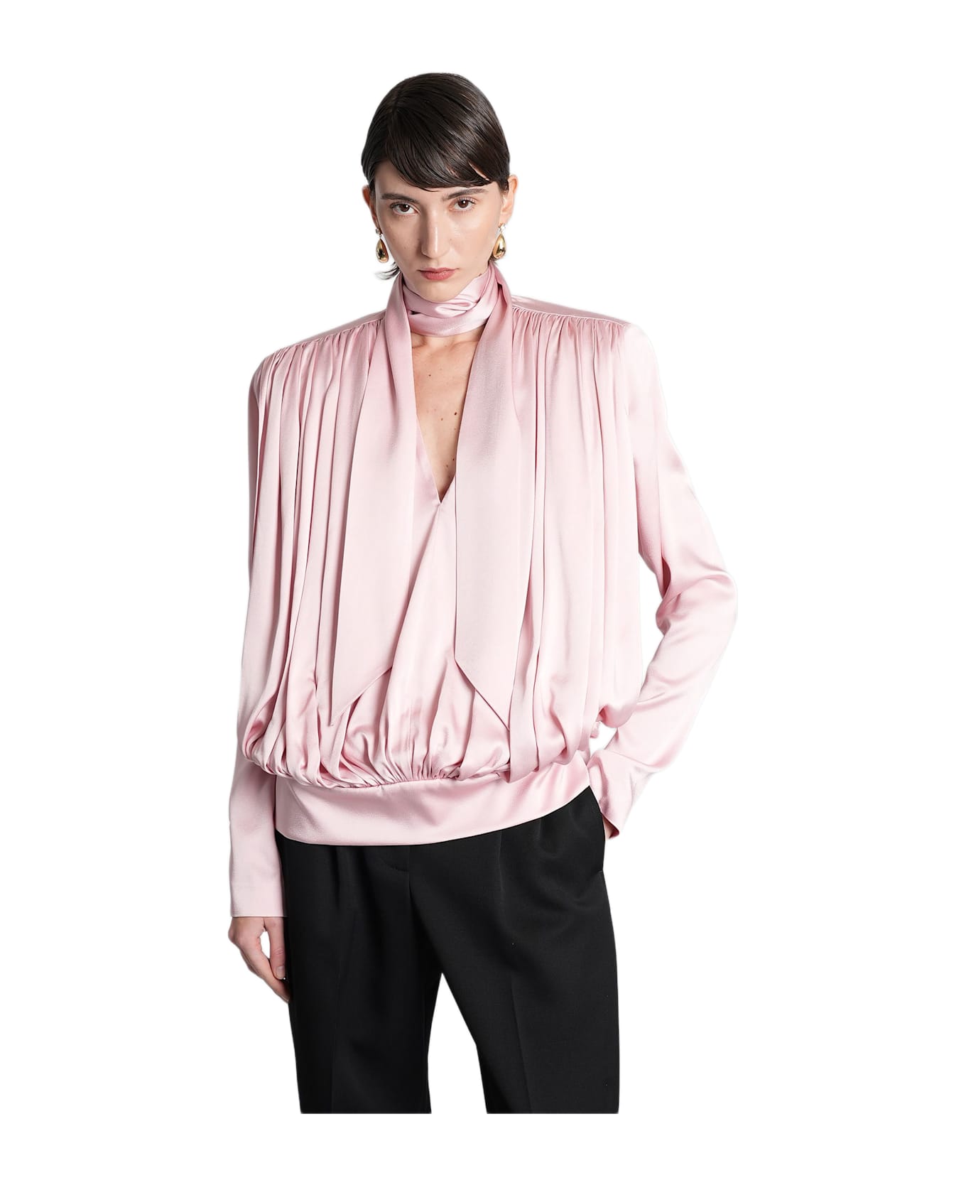 Stella McCartney Blouse In Rose-pink Acetate - rose-pink