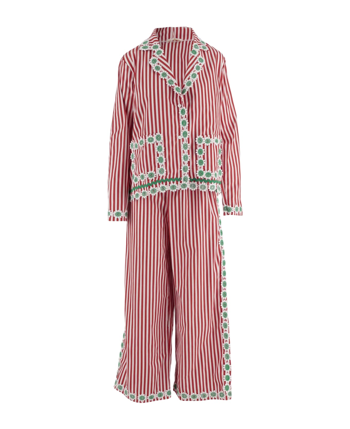 Flora Sardalos Cotton Suit With Striped Pattern - Red
