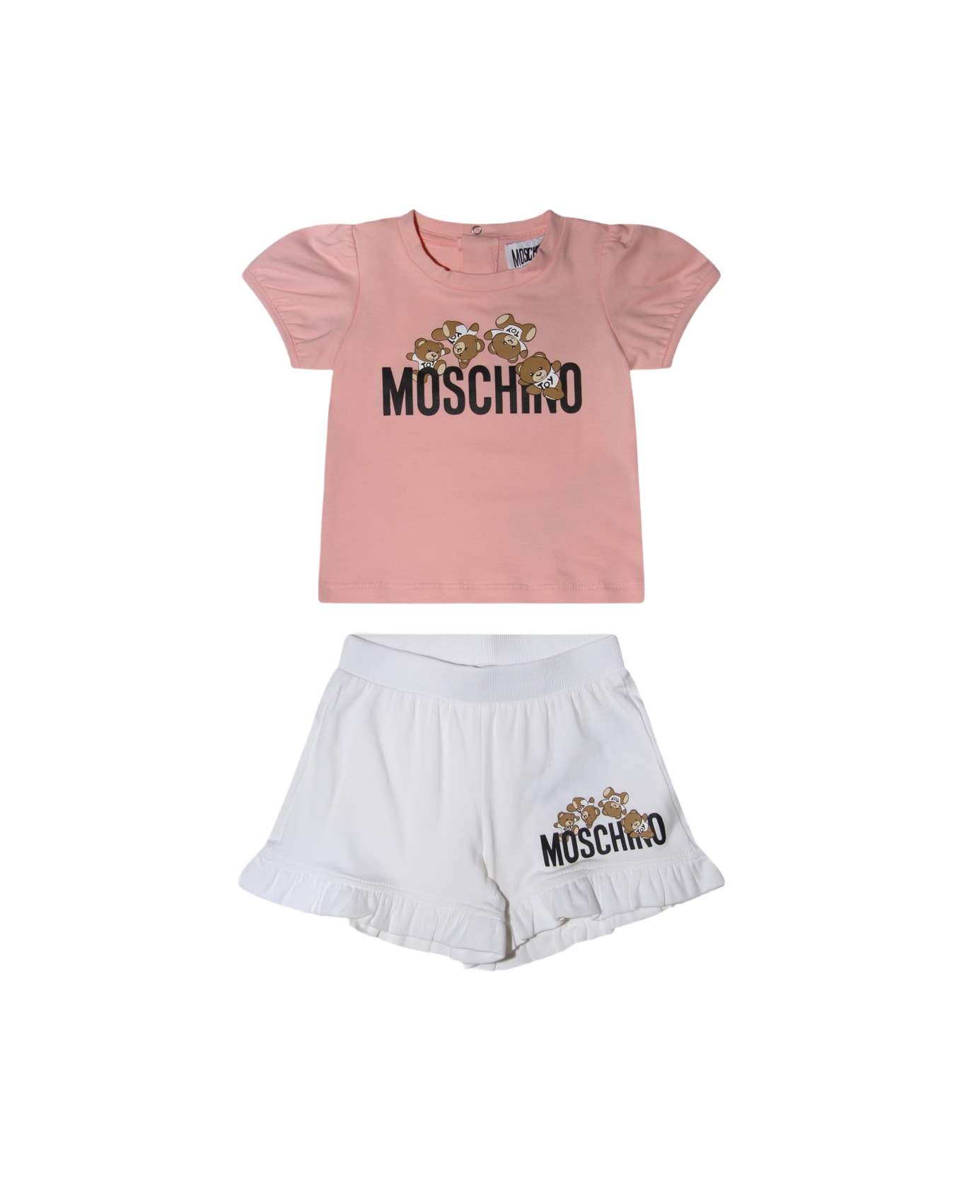 Moschino Pink And White Cotton Jumpsuits - SUGAR ROSE ニットウェア＆スウェットシャツ