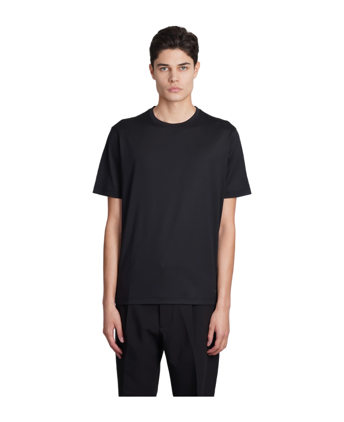 Emporio Armani T-shirt In Black Silk - black シャツ