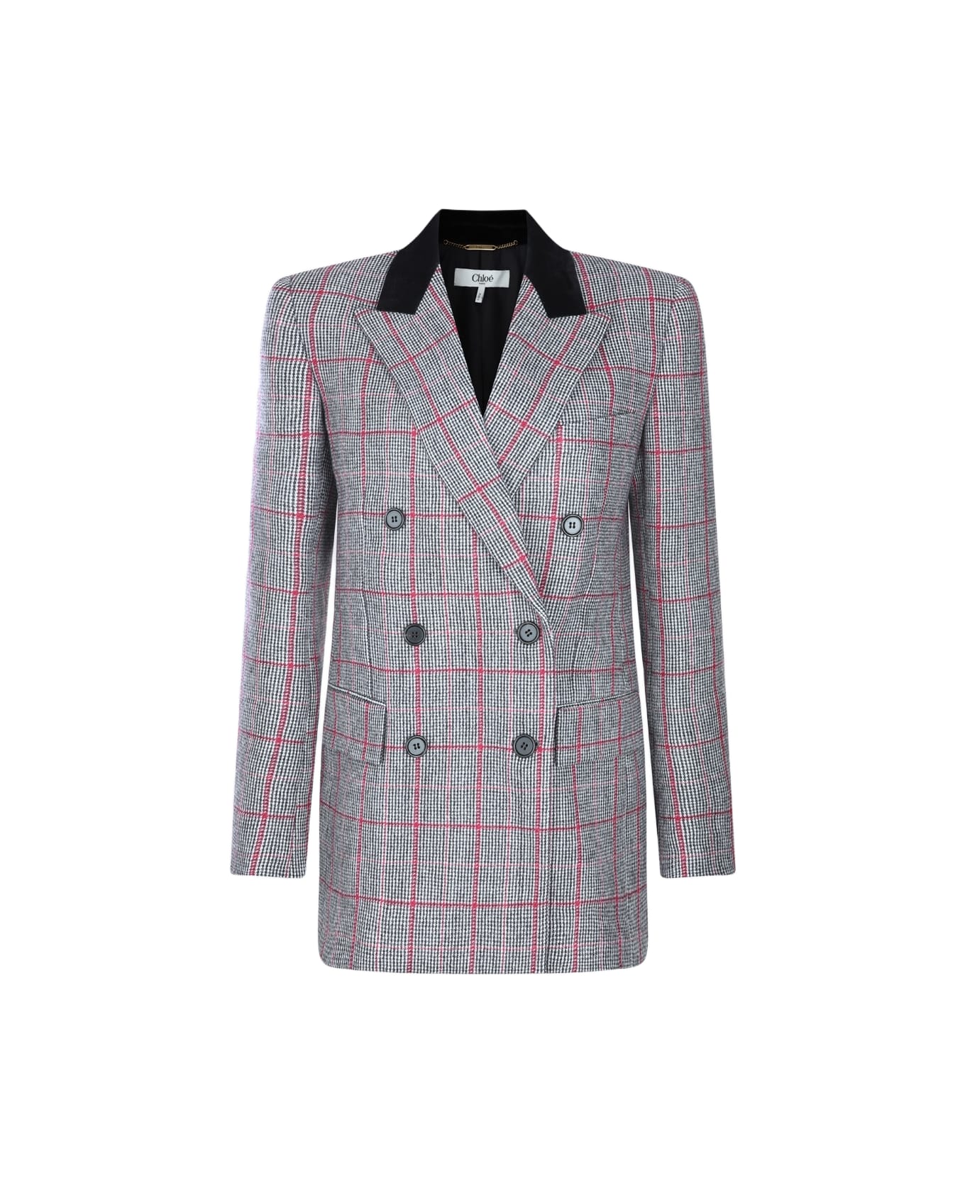 Chloé Grey Wool Blazer - BLACK - WHITE 1
