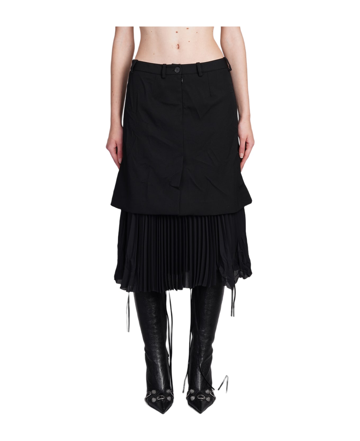 Balenciaga Skirt In Black Wool - black