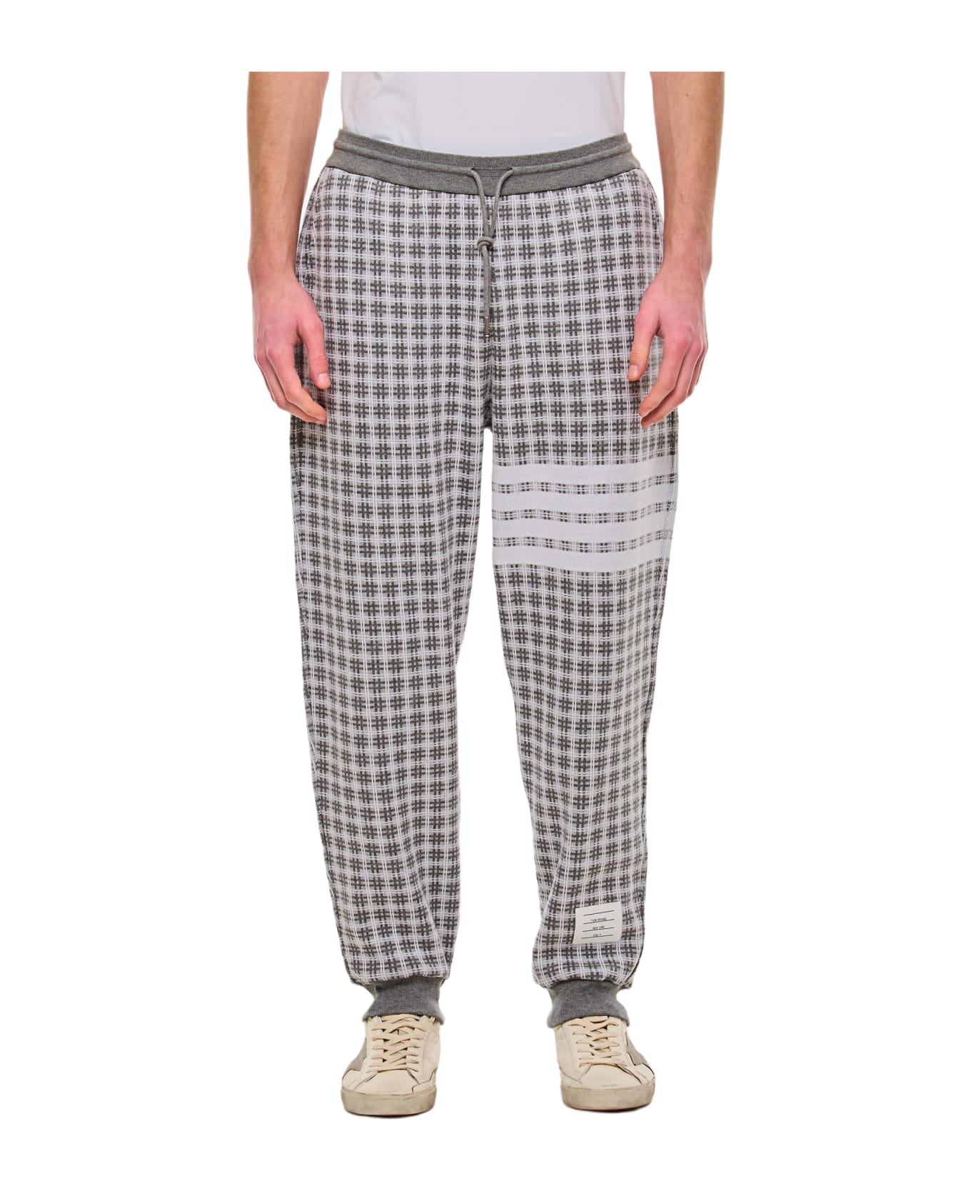 Thom Browne Check 4 Bar Cotton Sweatpants - Grey