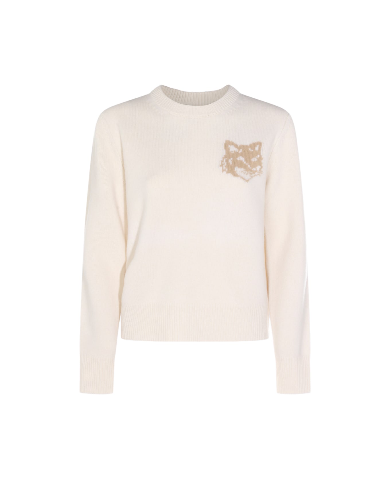 Maison Kitsuné Beige Wool Knitwear - ECRU / TAN BEIGE