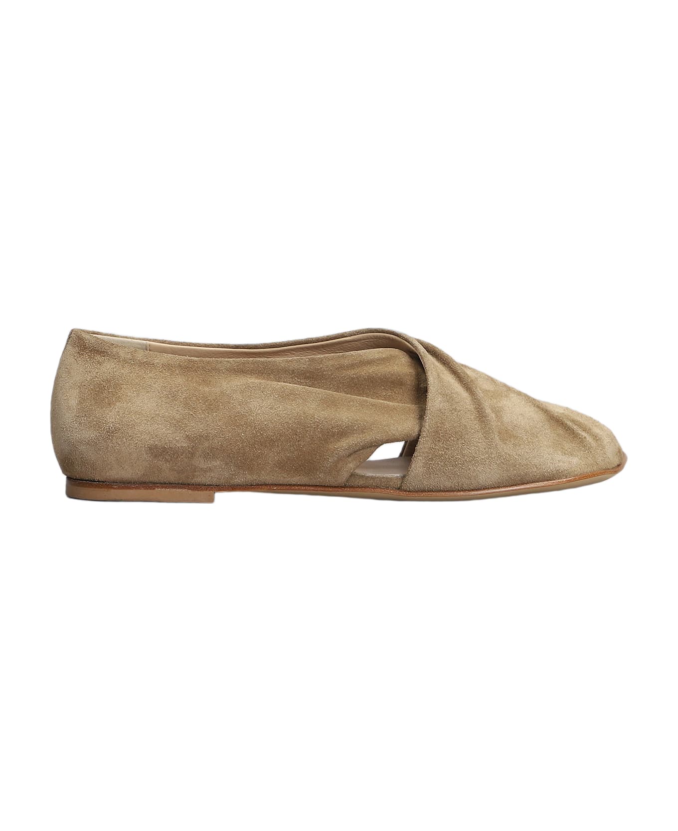 Elena Iachi Ballet Flats In Camel Suede - Camel