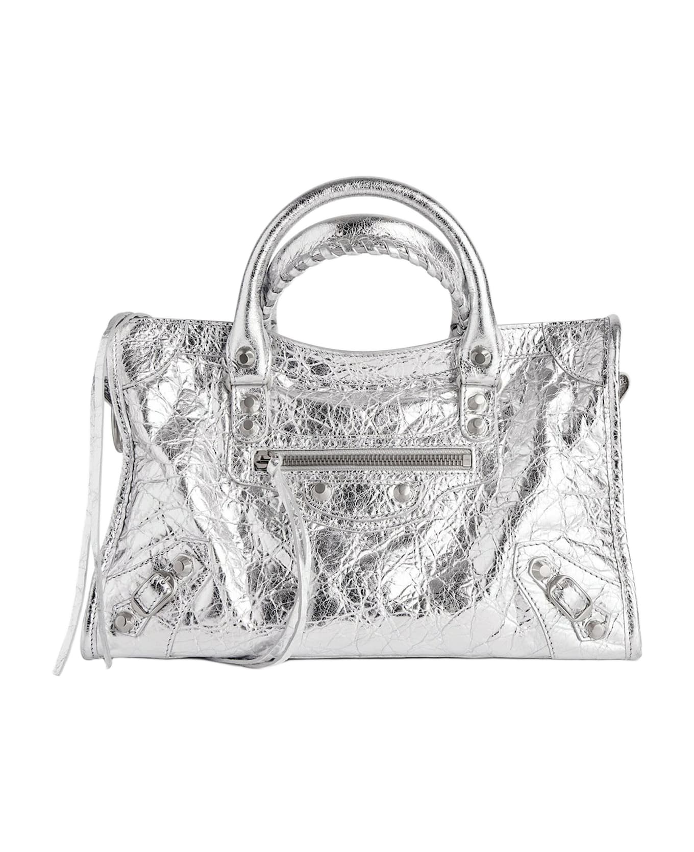 Balenciaga Le City Small Metallic Women`s Bag In Silver - Silver