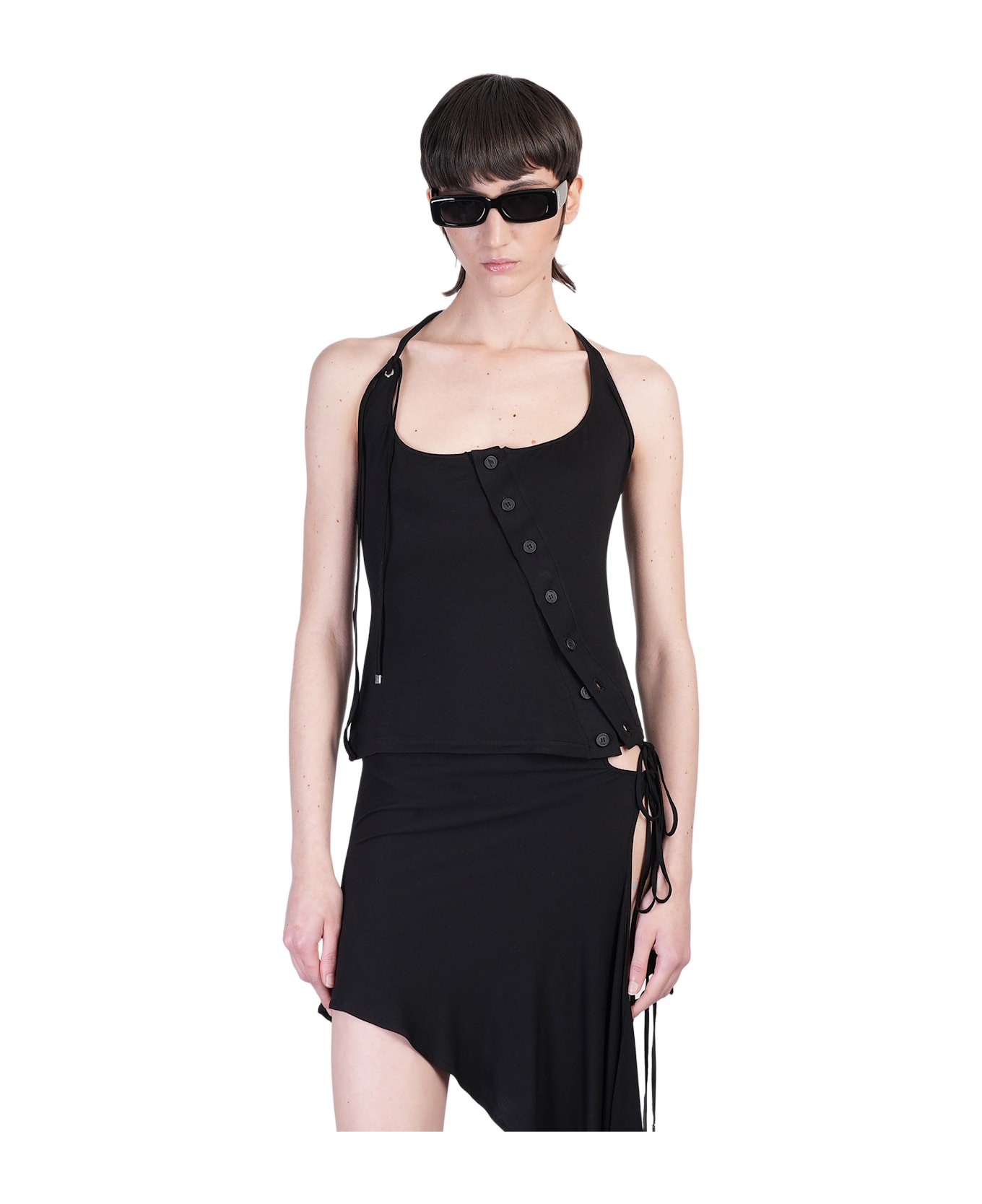 Topwear In Black Viscose - Thumbnail 2