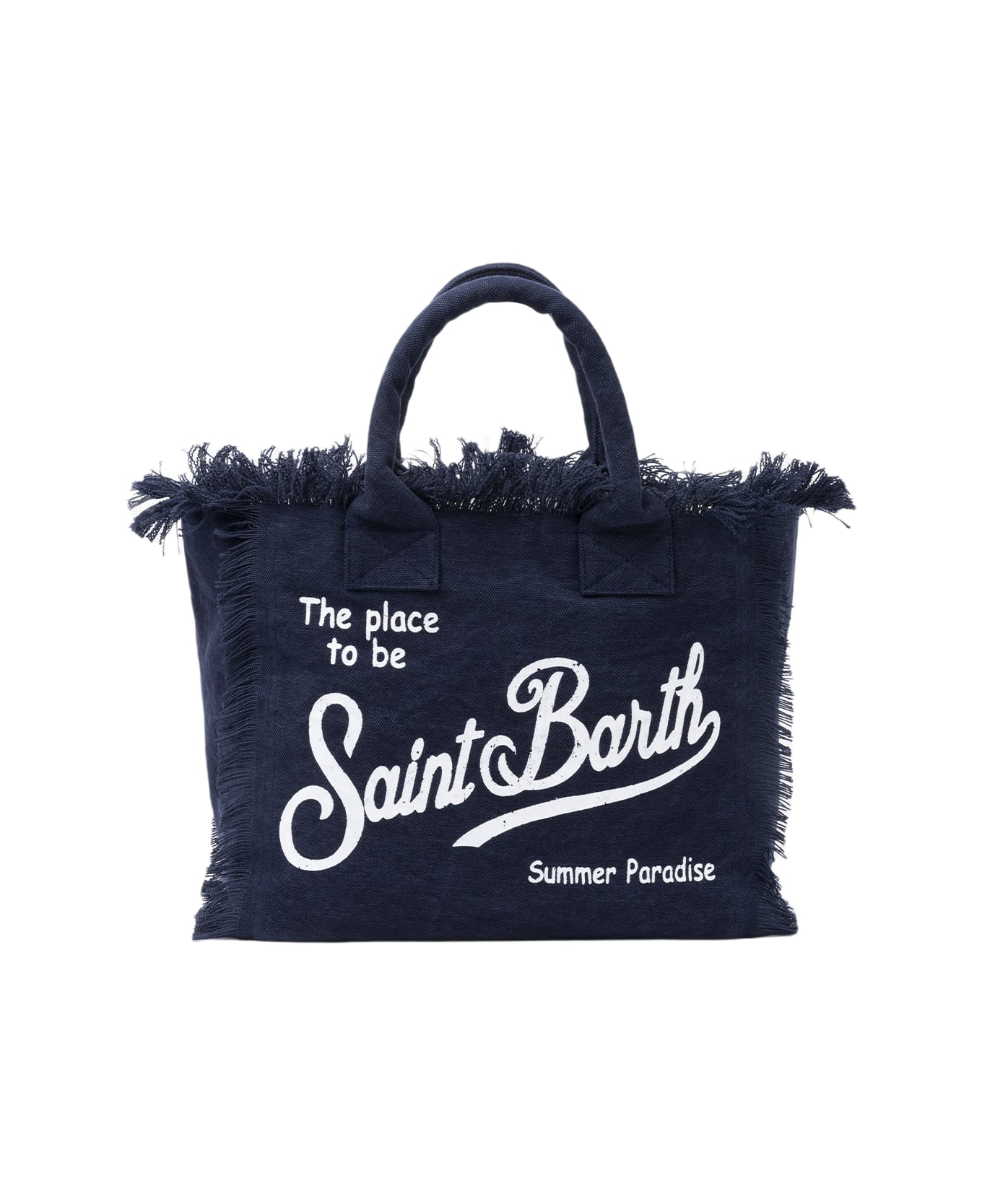 MC2 Saint Barth Navy Blue Cotton Canvas Vanity Tote Bag - BLUE