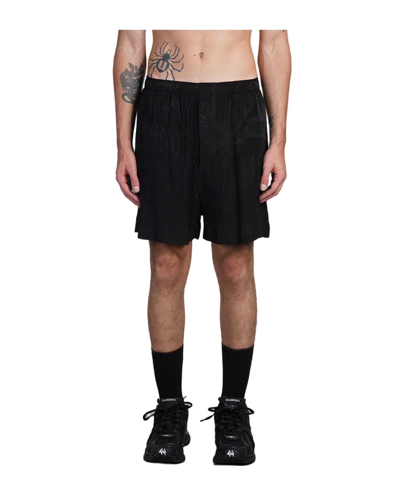 Balenciaga Shorts In Black Silk - black