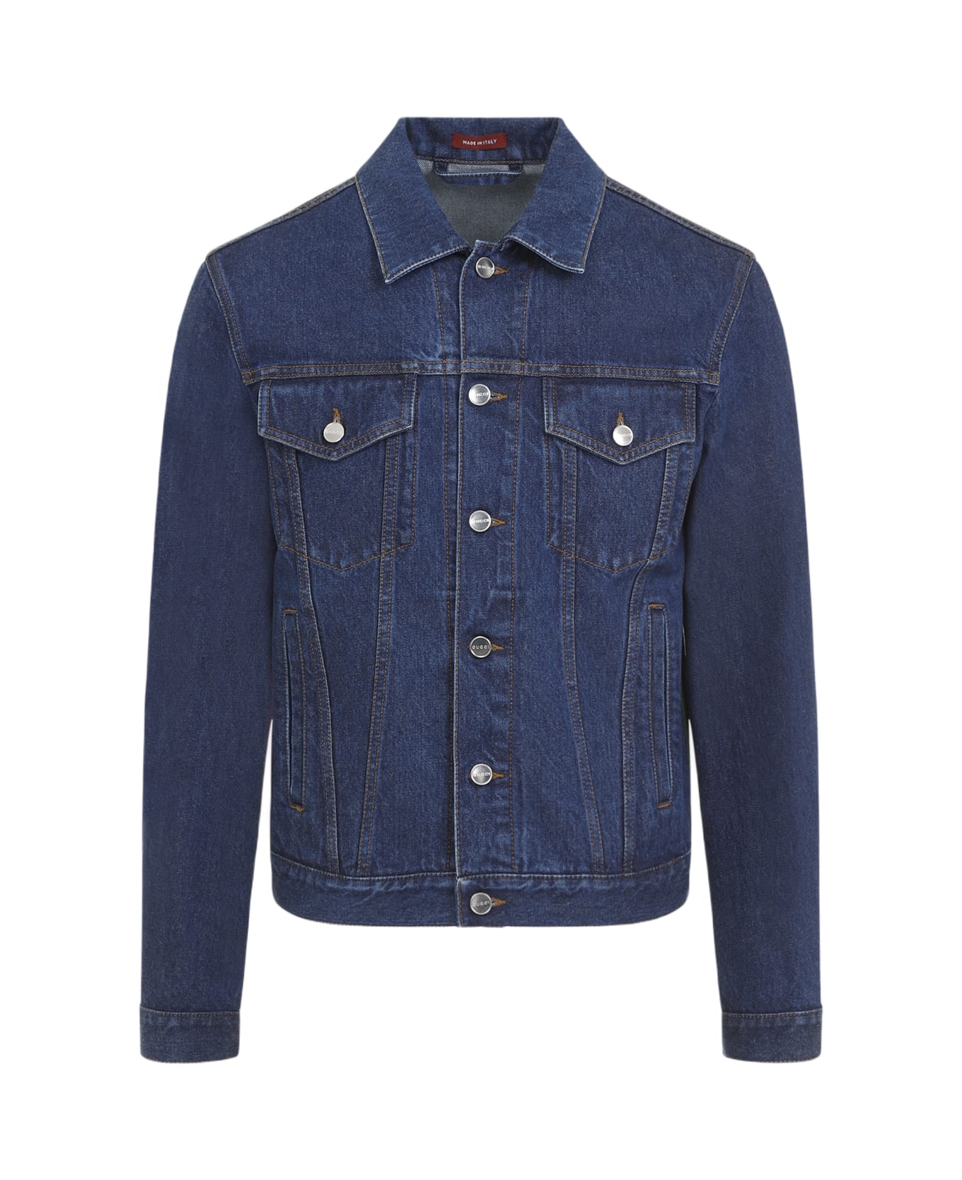 Gucci Collared Button-up Denim Jacket - Dark Blue Mix