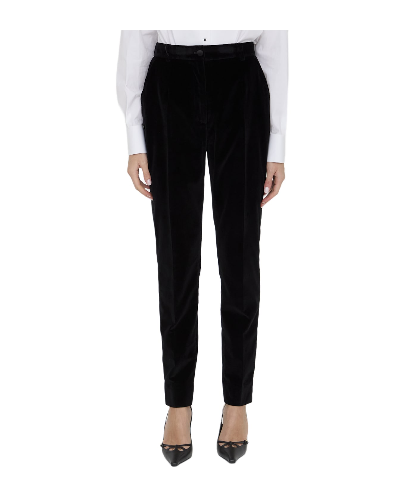 Dolce & Gabbana Velvet Tuxedo Pants - BLACK