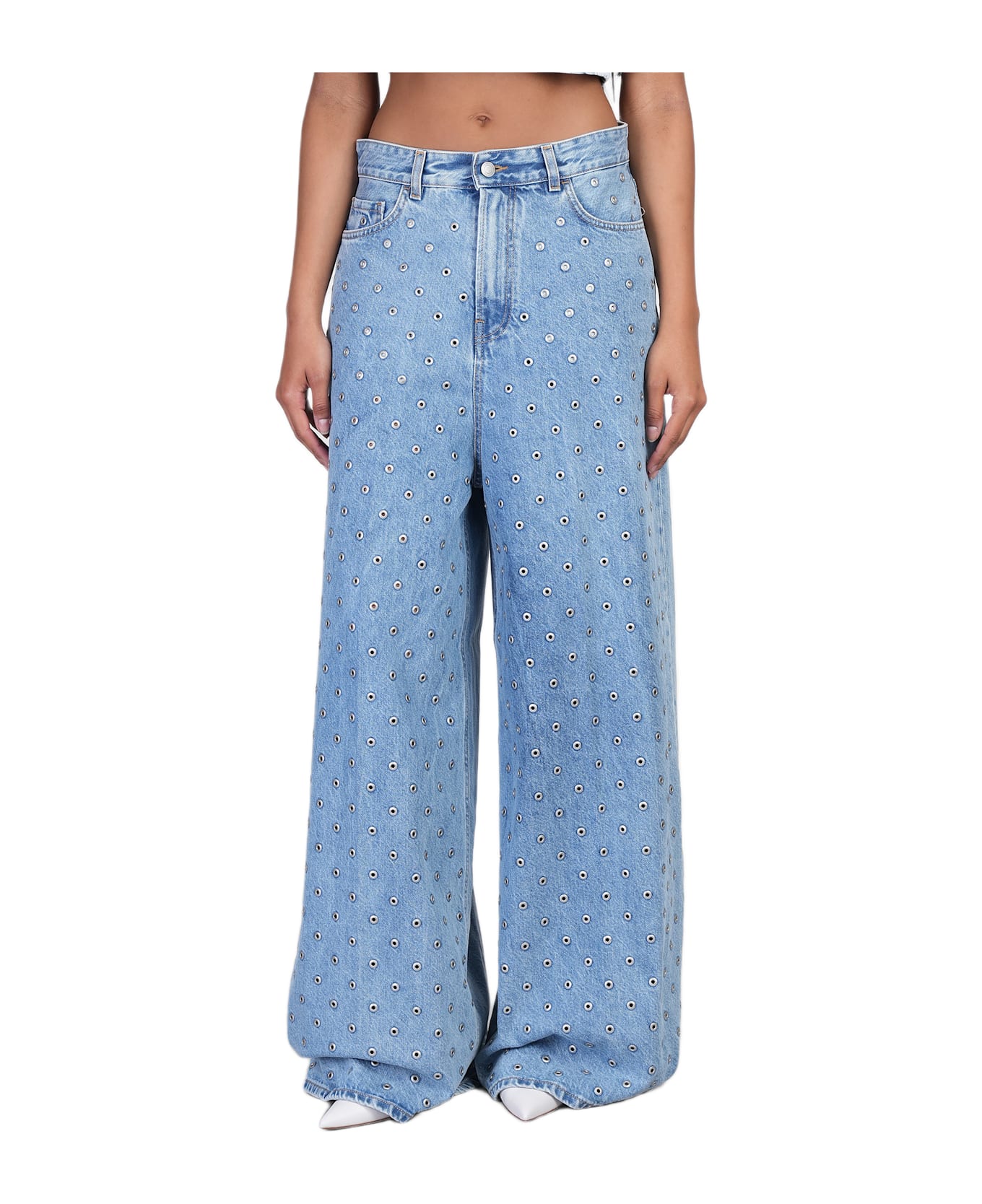 Haikure Big Bethany Jeans In Cyan Cotton - cyan