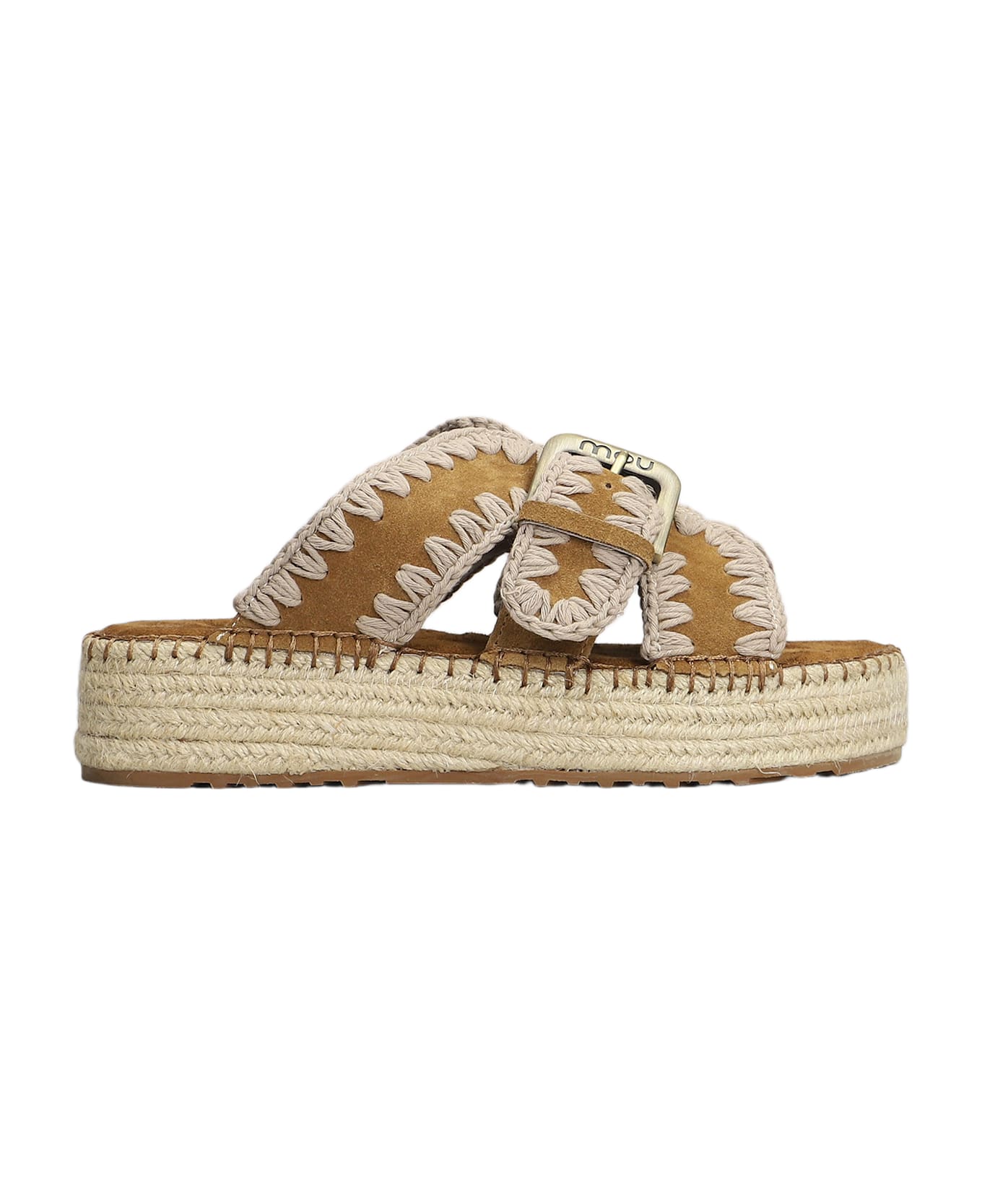 Mou Jute Sandal Sandals In Leather Color Suede - leather color