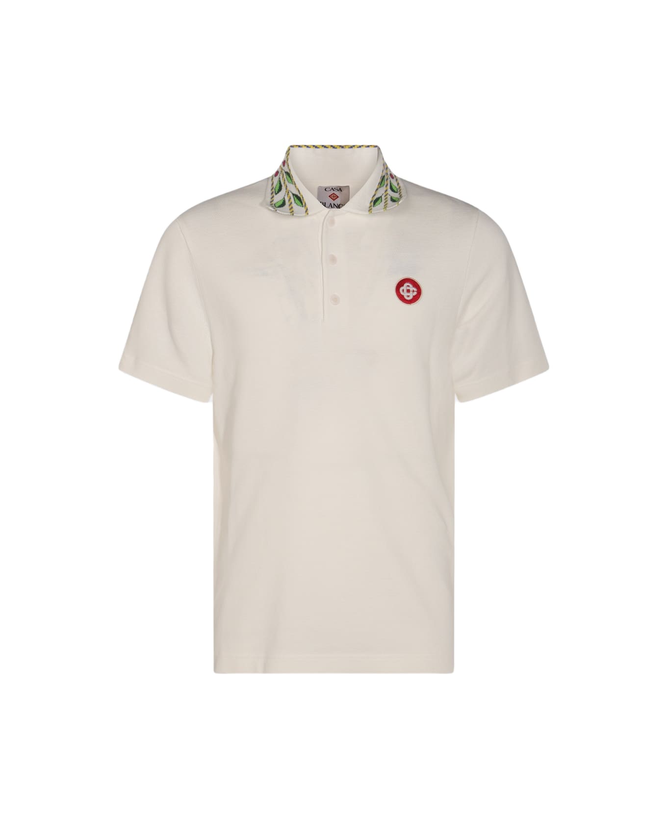Casablanca White Cotton Polo Shirt - Beige