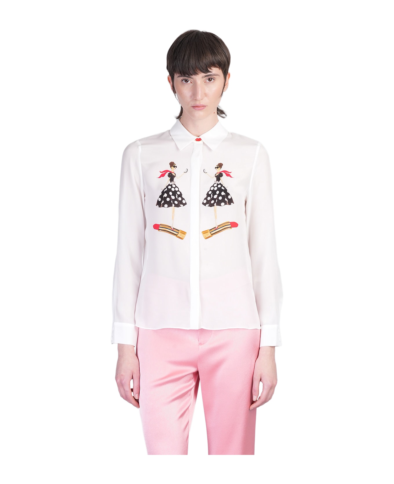 Alice + Olivia Willa Shirt In White Silk - white