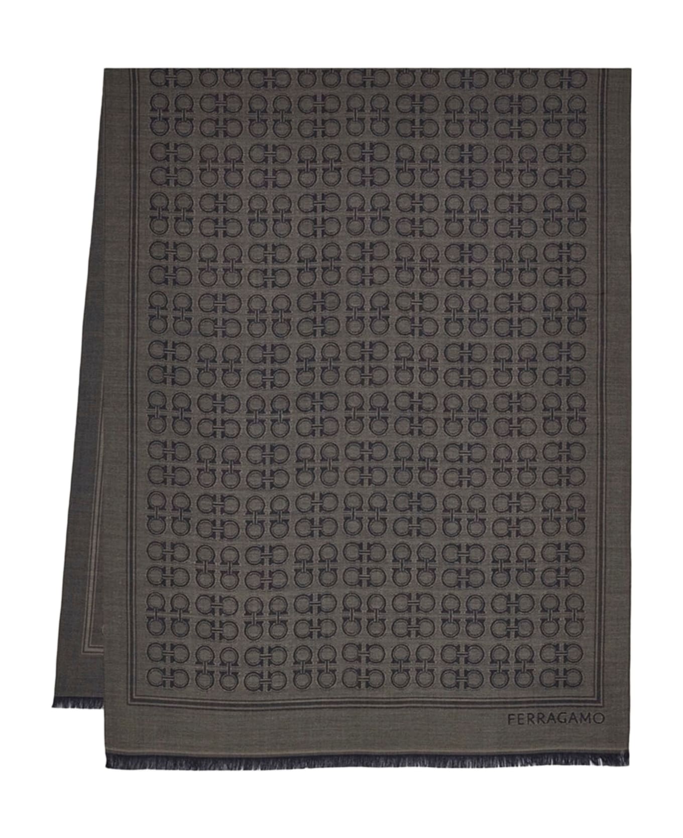 Ferragamo Wool And Silk Foulard - Grey