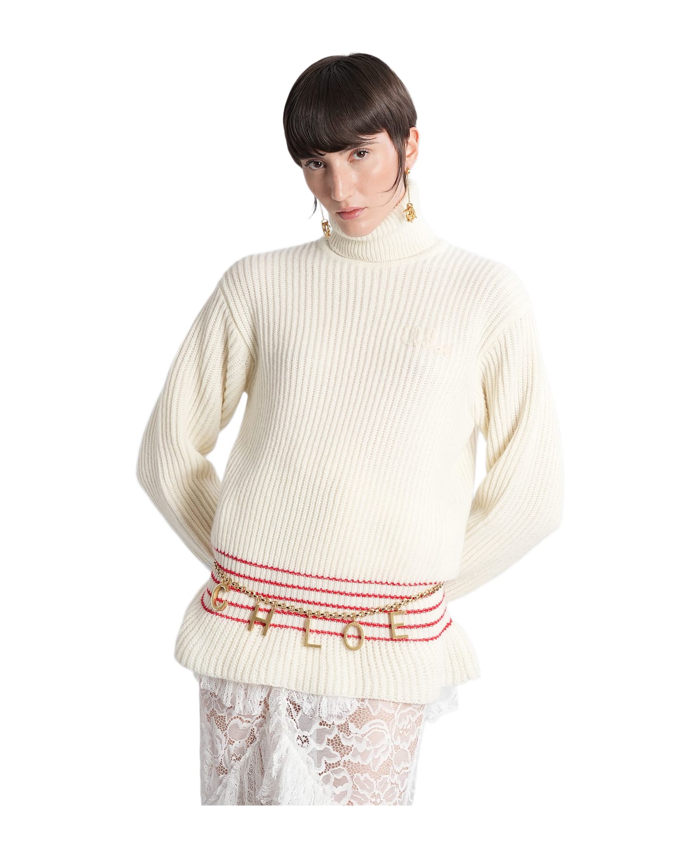 Chloé Knitwear In Beige Wool - beige