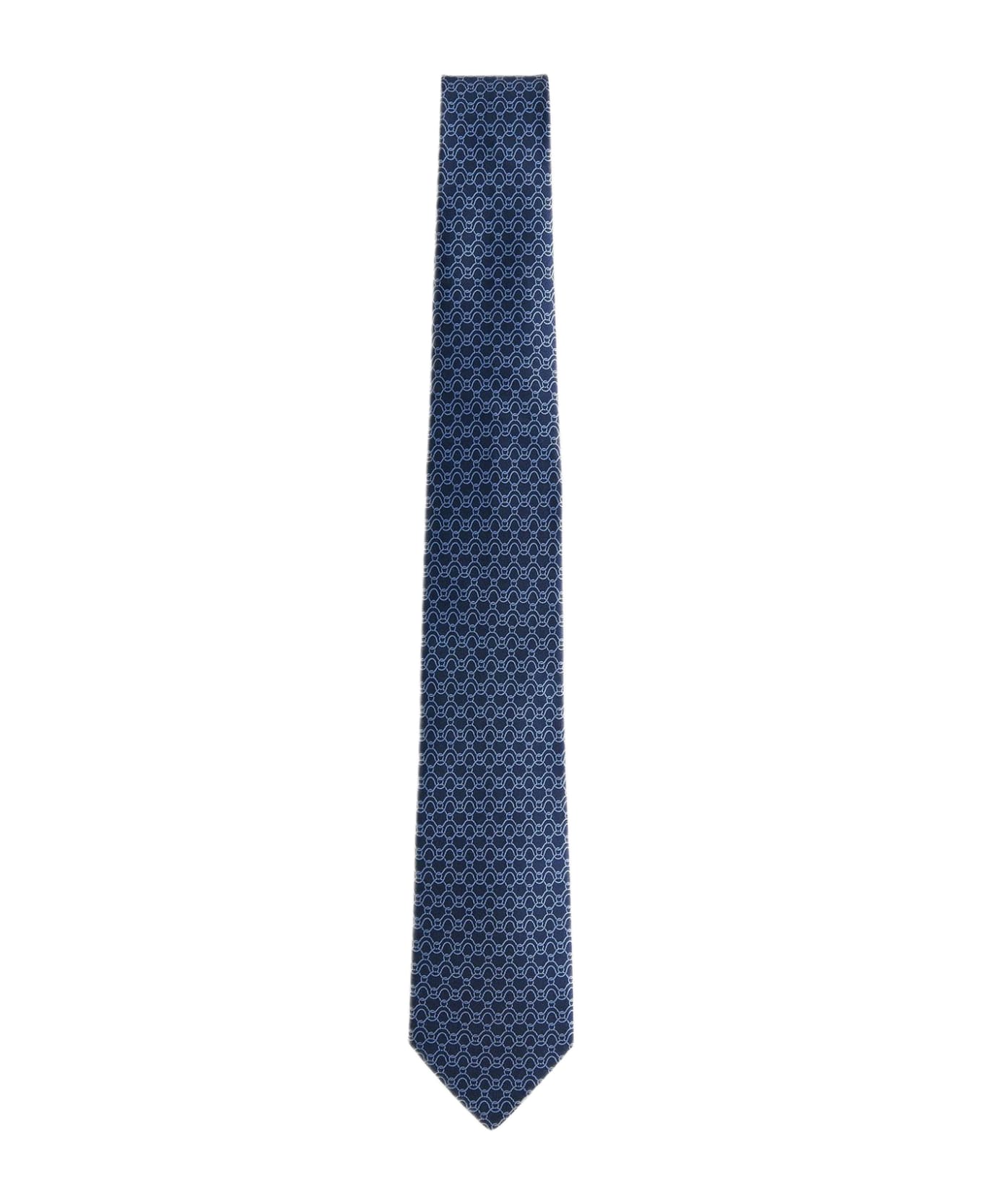 Ferragamo Traccia Silk Tie - F.navy/azzurro ネクタイ