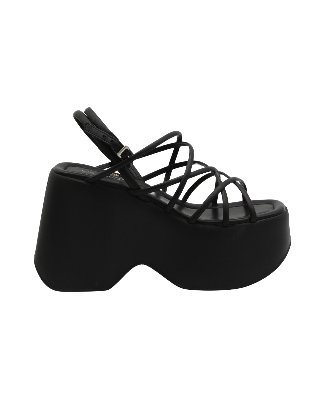 Vic Matié Black Leather Sandals - Black