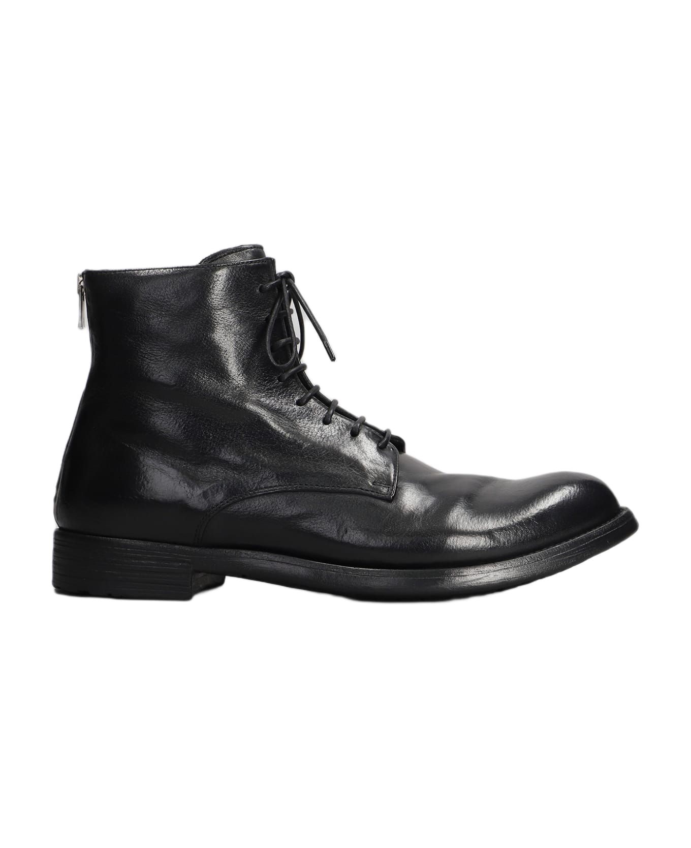 Officine Creative Hive 016 Ankle Boots In Black Leather - black