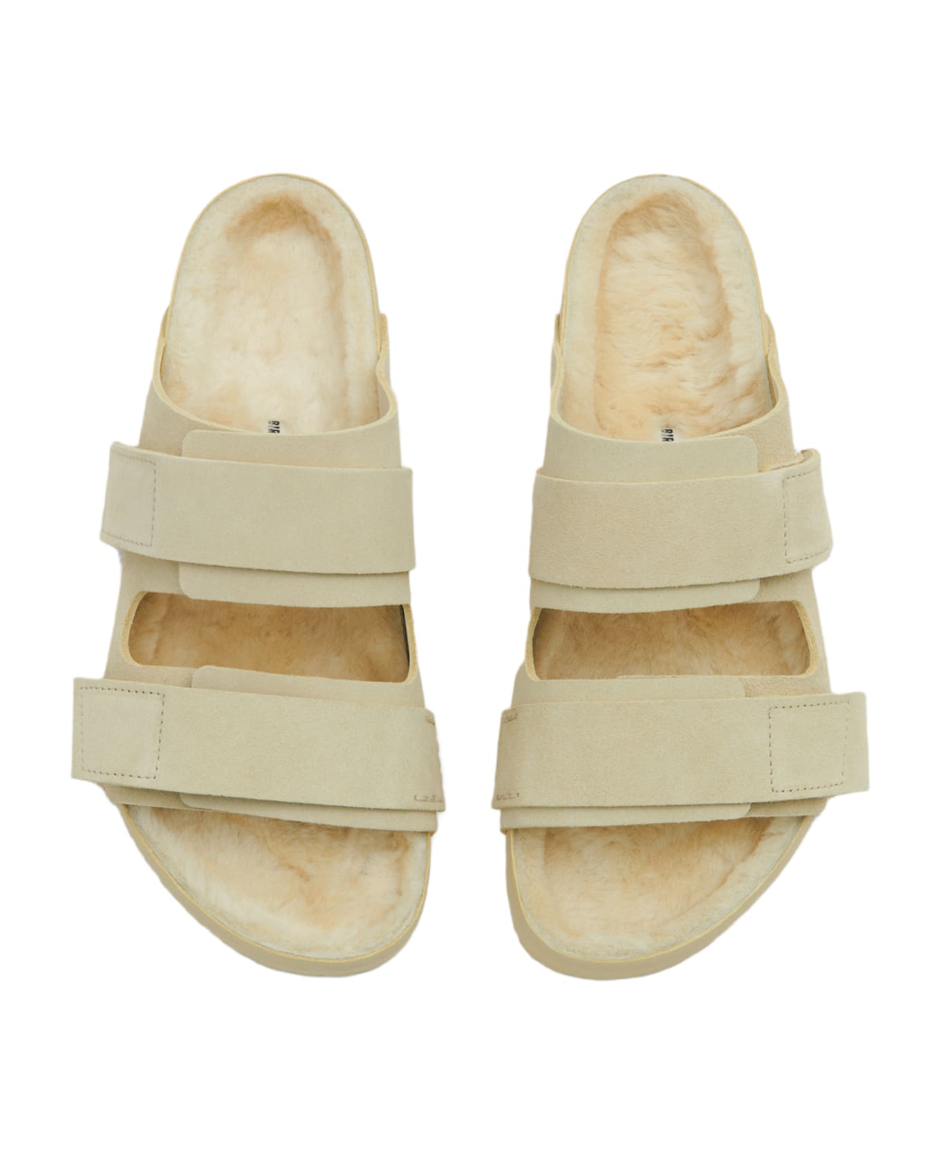 Birkenstock Uji Suede And Leather Slippers - STRAW