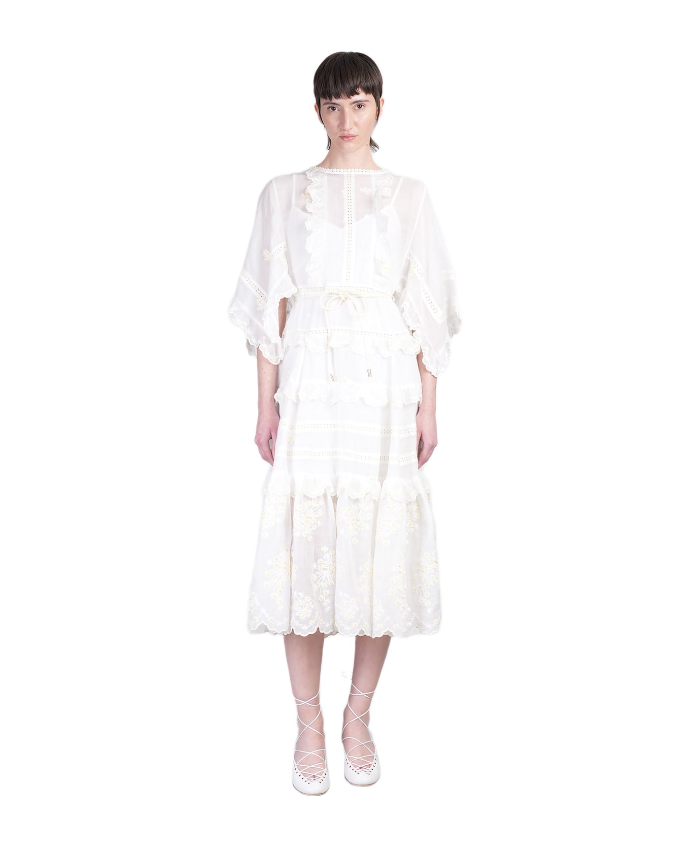 Zimmermann Long Dress In White Cotton - white