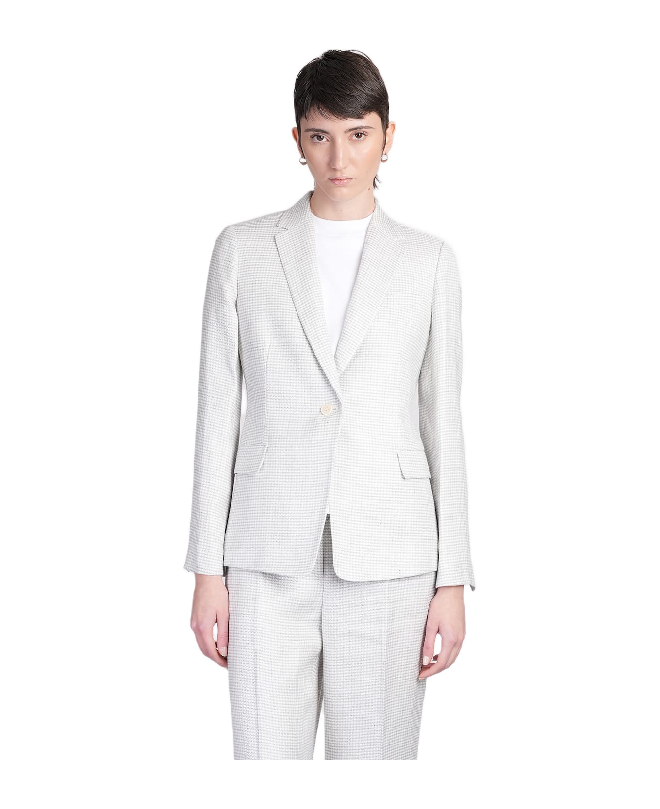 Theory Blazer In Grey Linen - grey