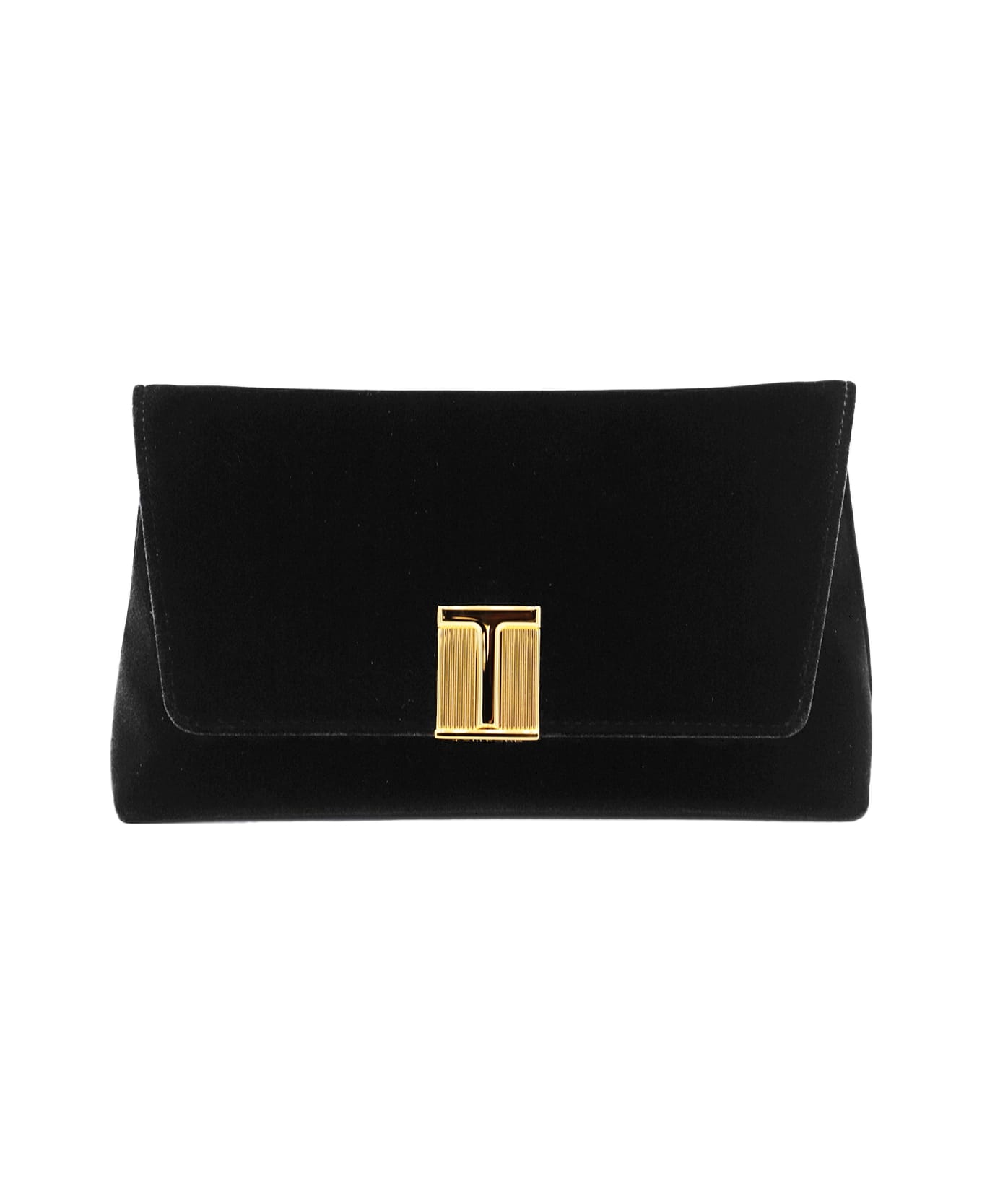 Tom Ford Black Velvet And Viscose Shoulder Bag - Black