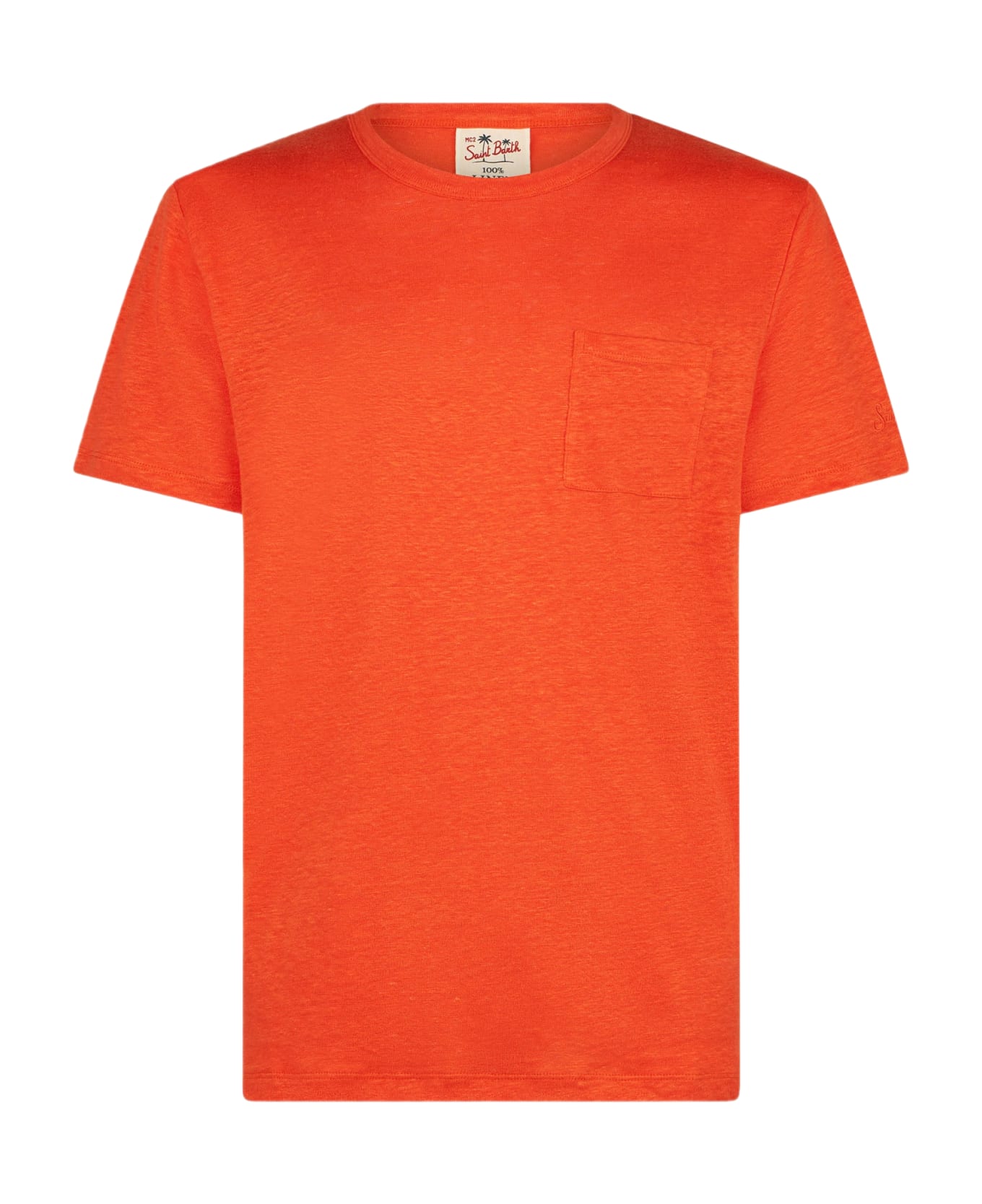 MC2 Saint Barth Man Orange Linen Jersey T-shirt - ORANGE
