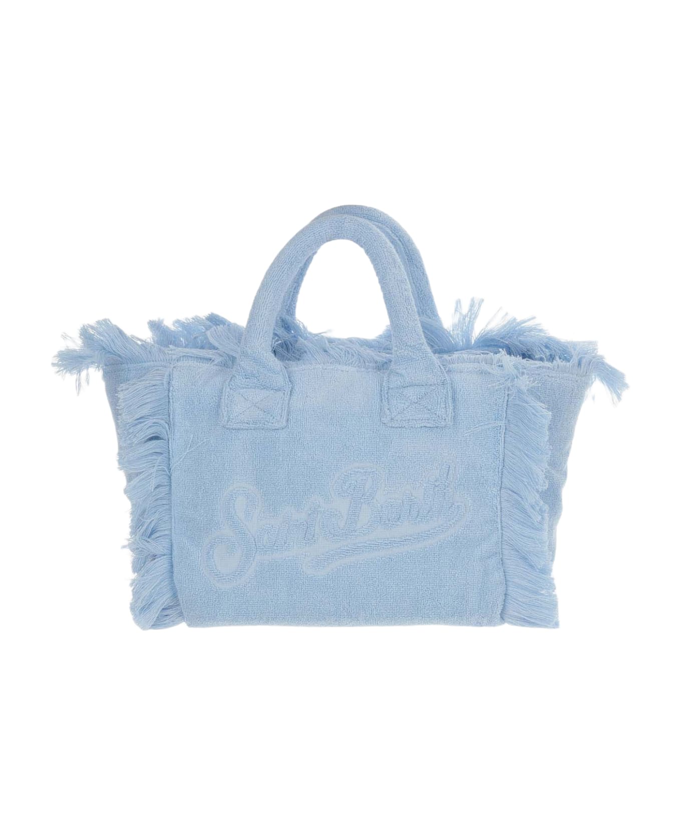 MC2 Saint Barth Colette Terry Cloth Tote Bag With Embroidery - Clear Blue