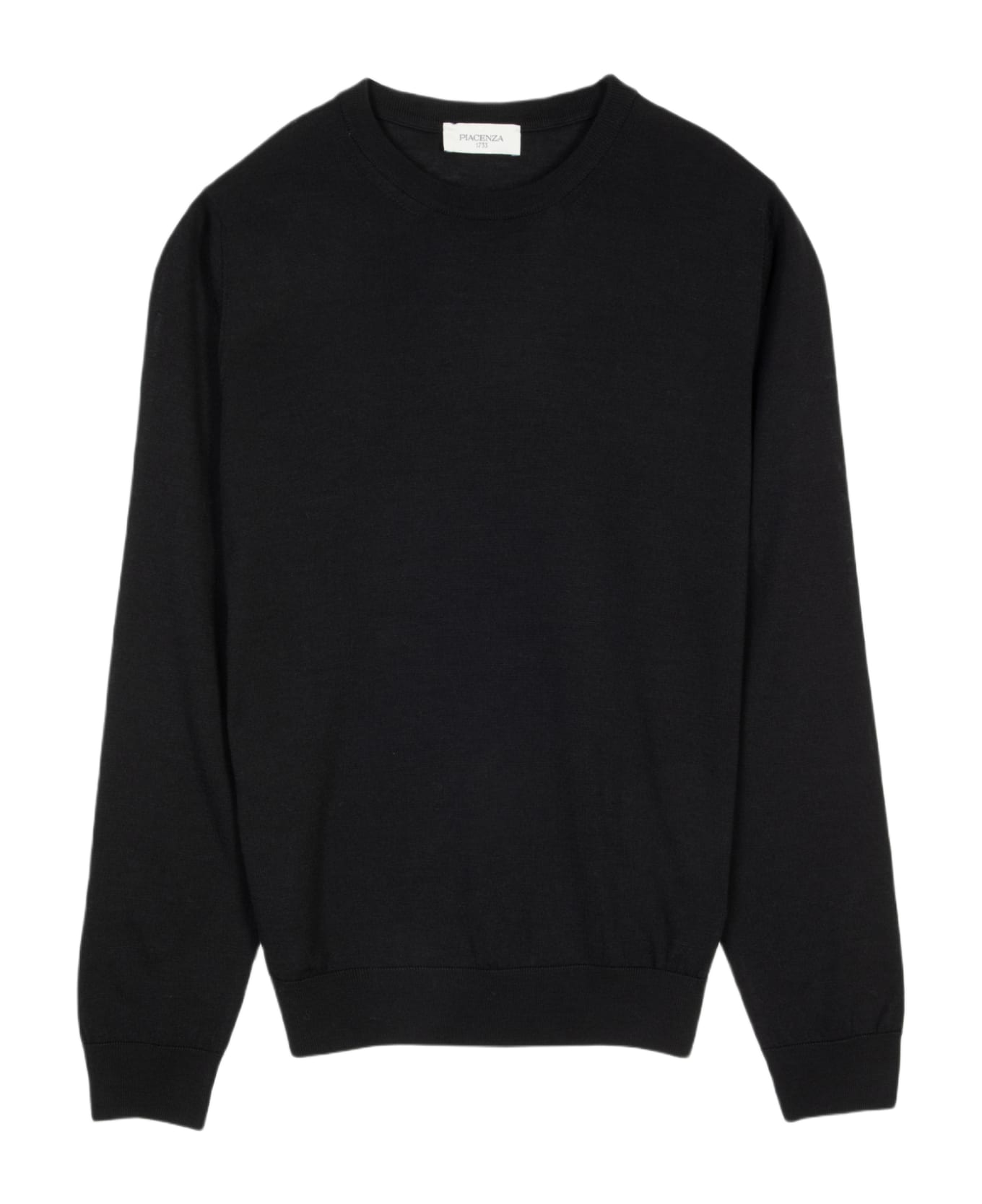Piacenza Cashmere Girocollo Black extra-fine wool sweater - Nero