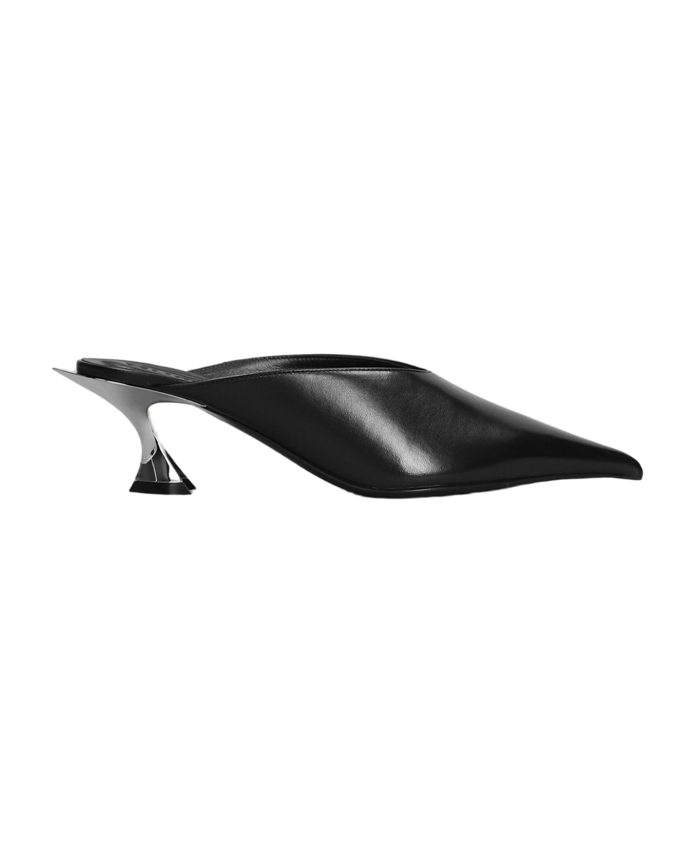 Mugler Slipper-mule In Black Leather - black