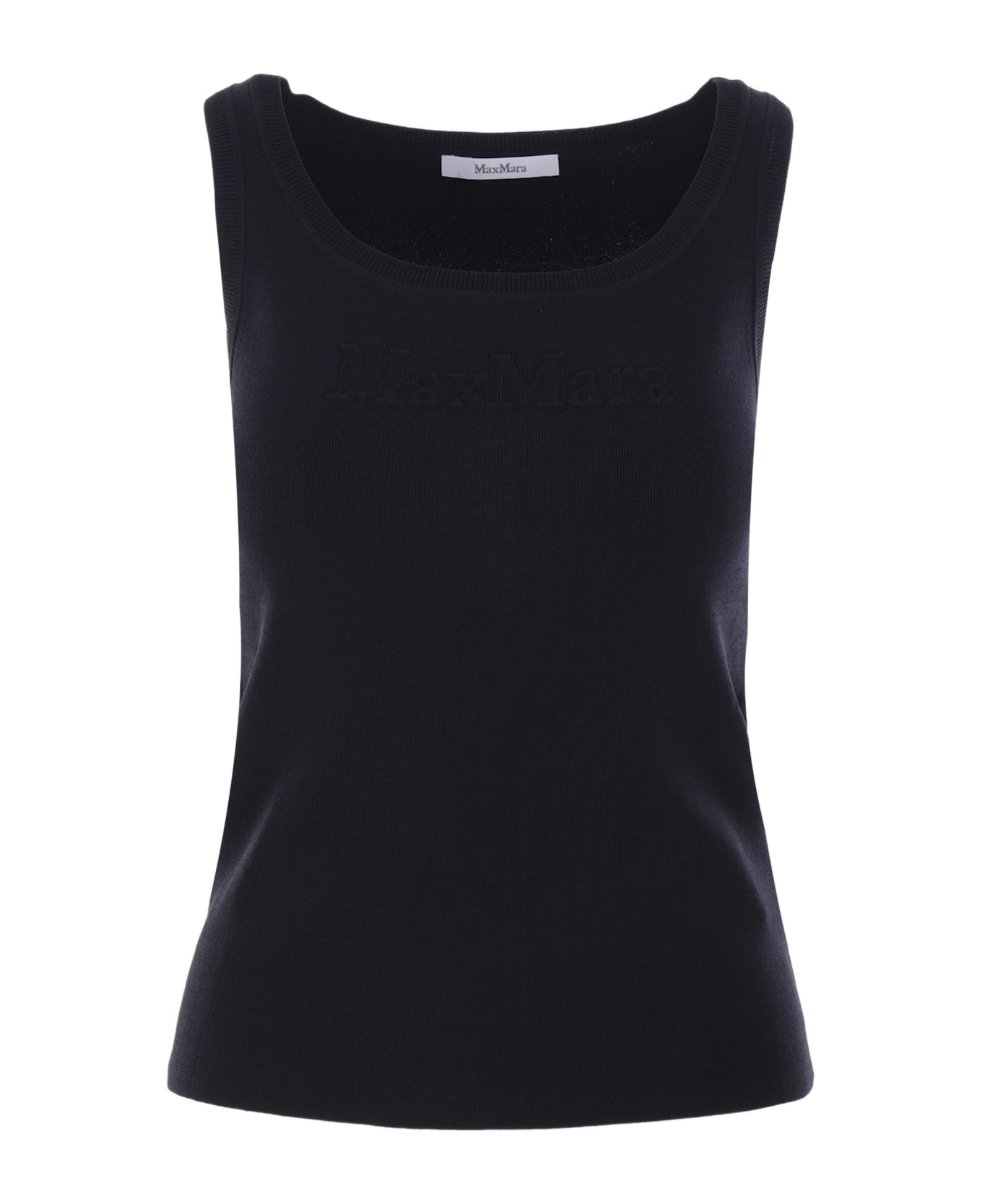 Max Mara Pentola Tank Top In Ribbed Knit - BLACK