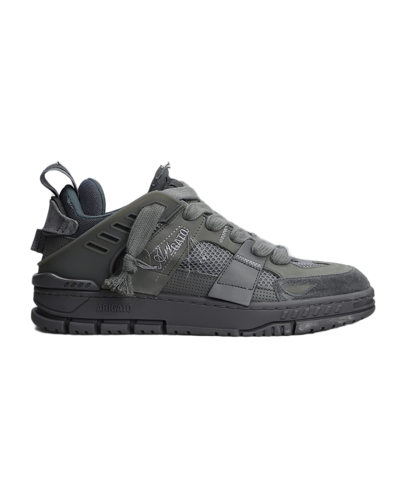 Axel Arigato Area Patvhwork Sneakers In Grey Suede And Fabric - Grigio