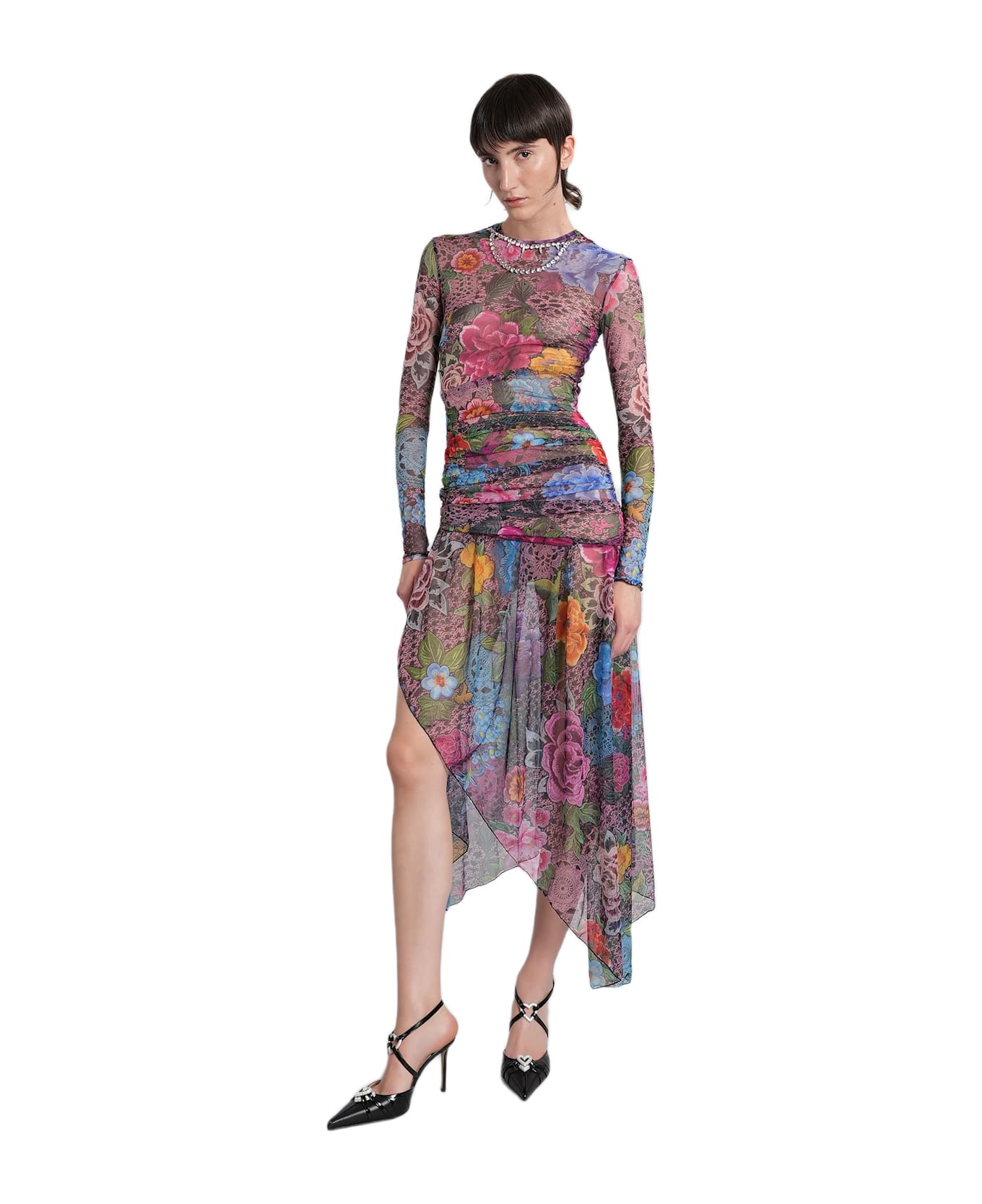 AREA Long Dress In Multicolor Polyester - multicolor