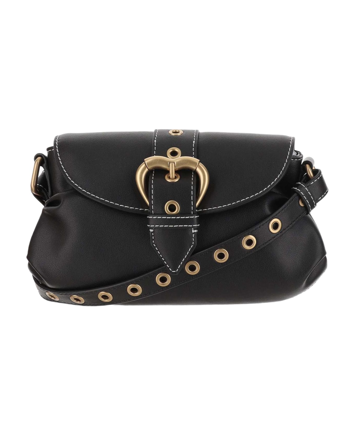 Pinko Jolene Small Shoulder Bag With Heart Buckle - Black ショルダーバッグ