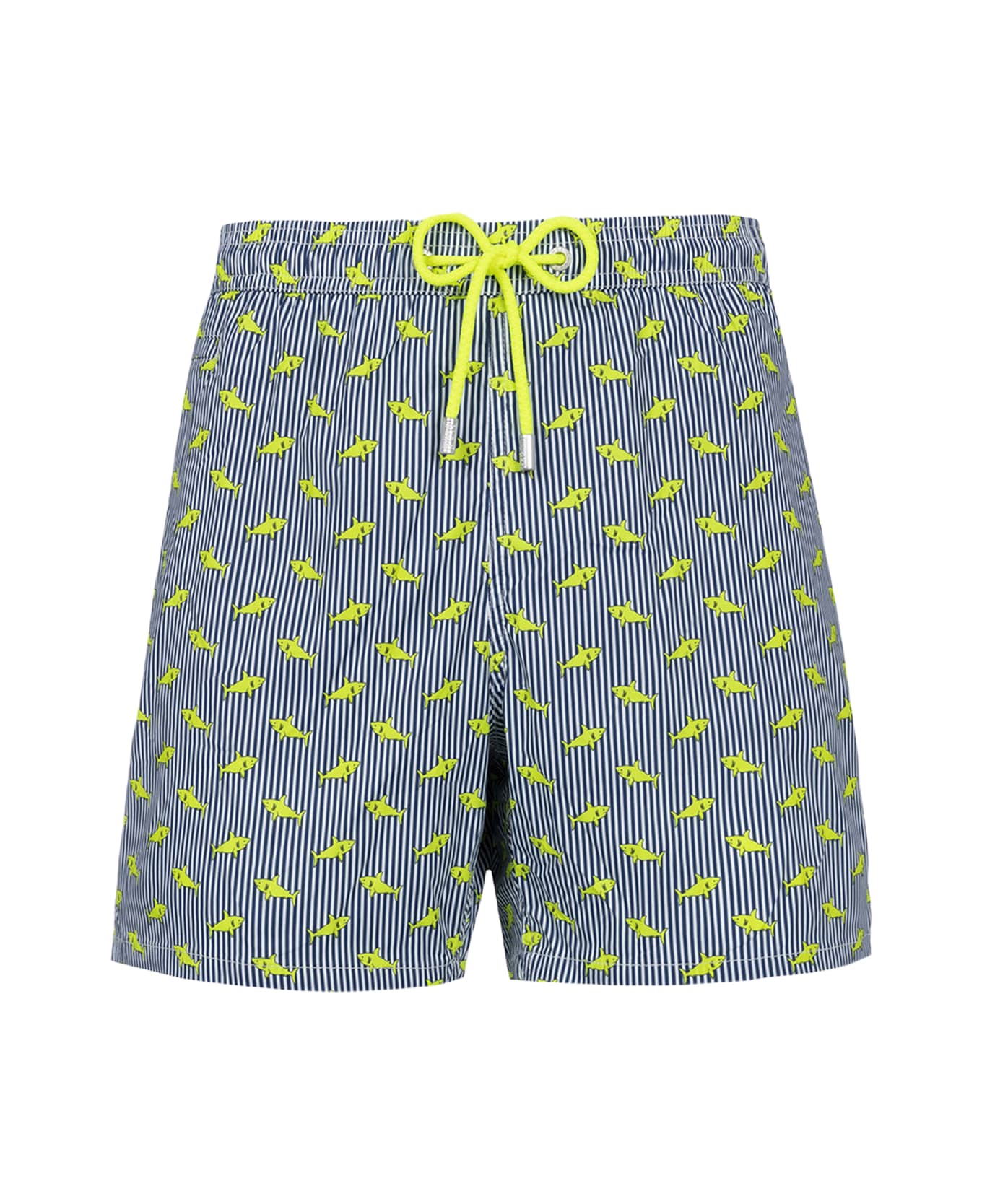 MC2 Saint Barth Comfort Light Classic Stretch Swim Shorts With Sharks Print - BLUE NAVY