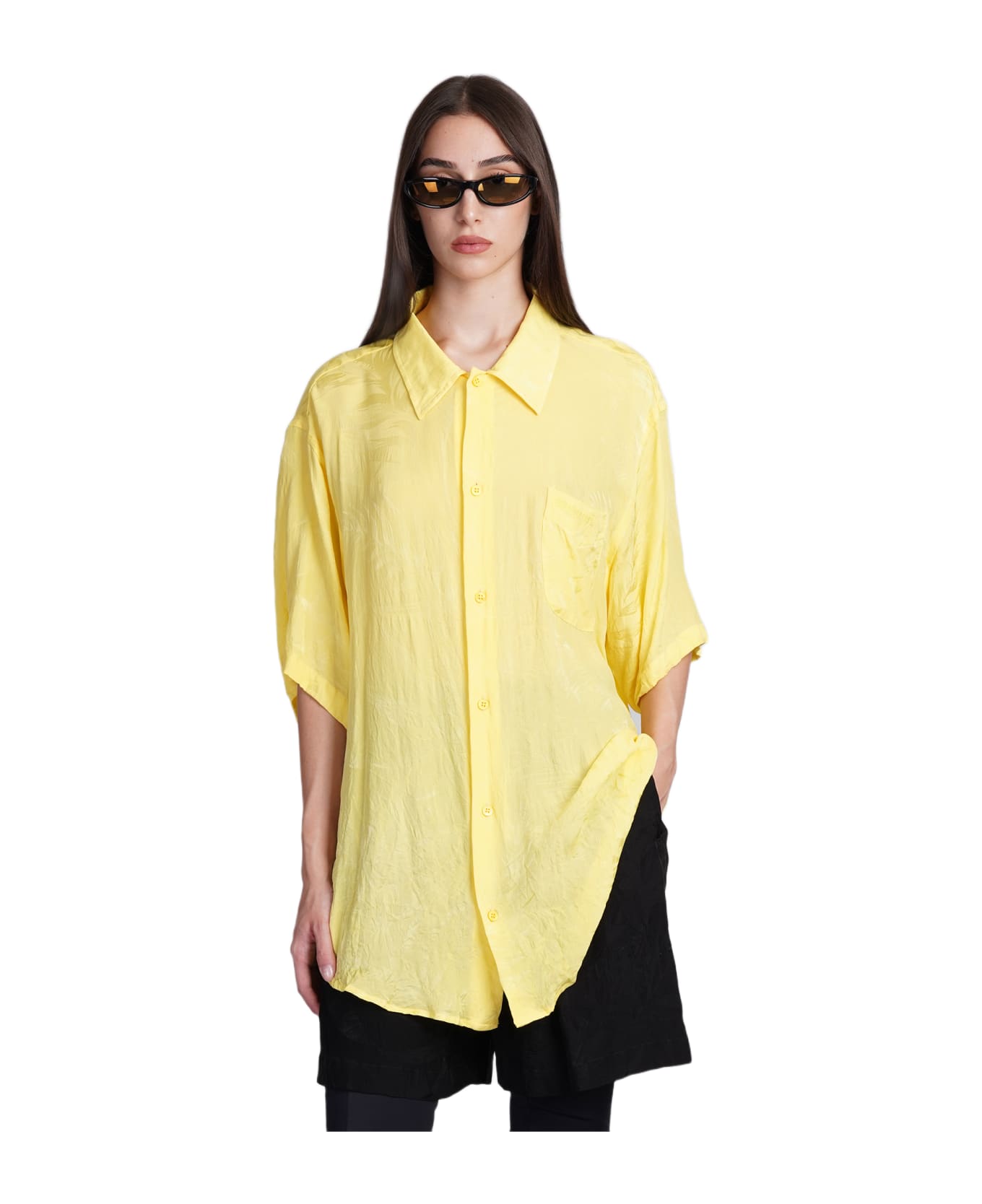 Balenciaga Shirt In Yellow Silk - yellow